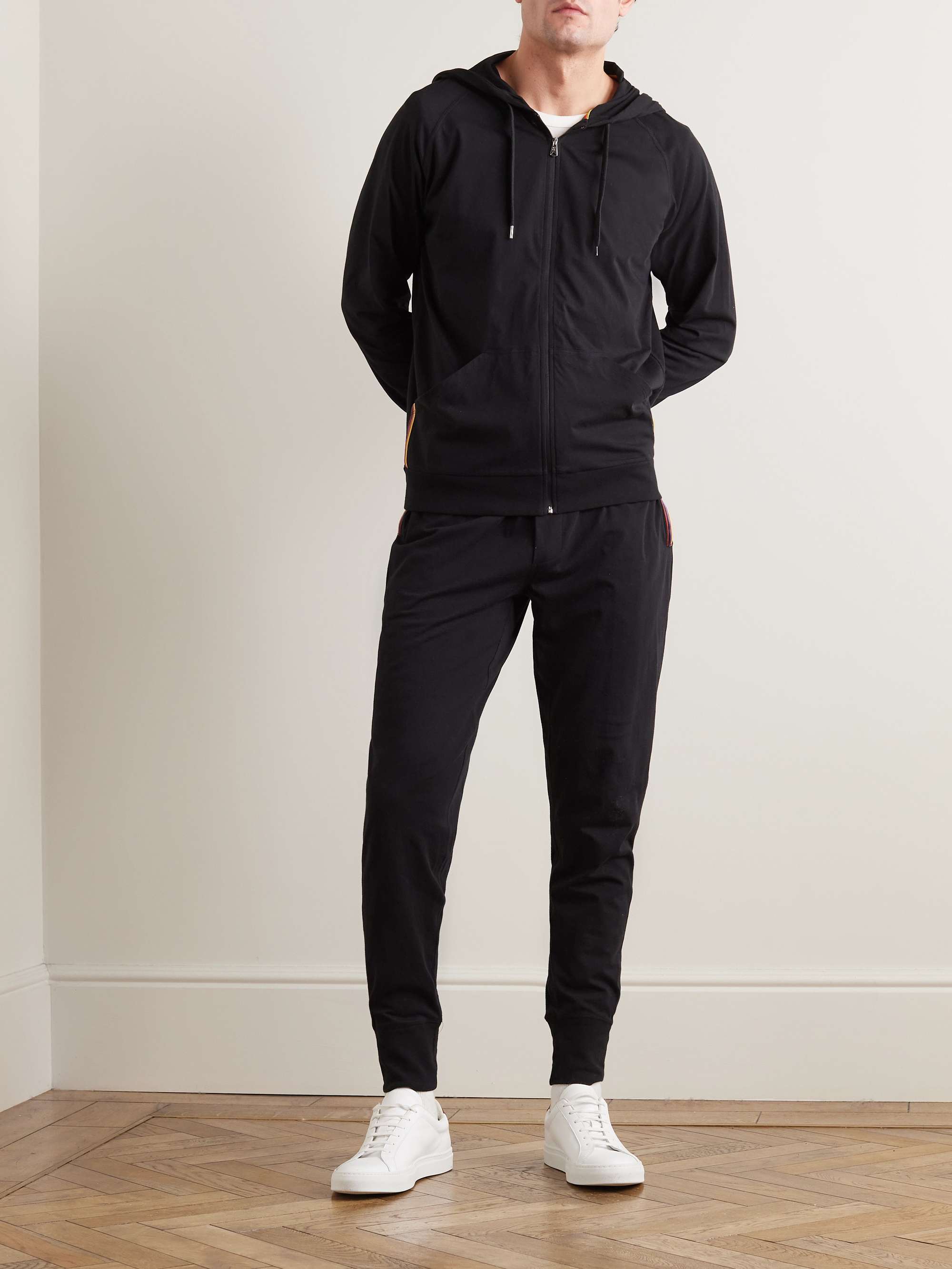 Grosgrain-Trimmed Cotton-Jersey Sweatpants view