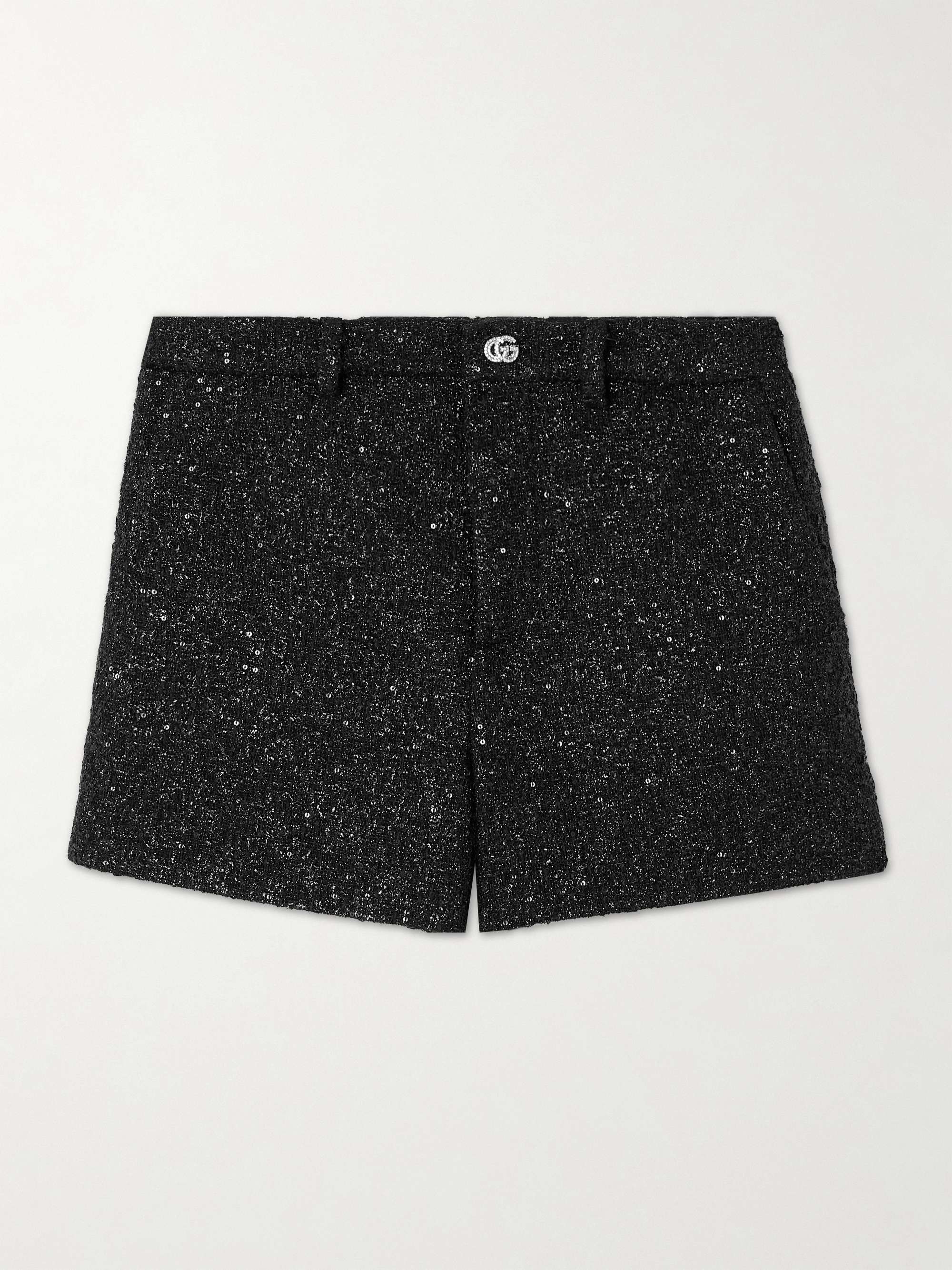 Embellished metallic tweed shorts view