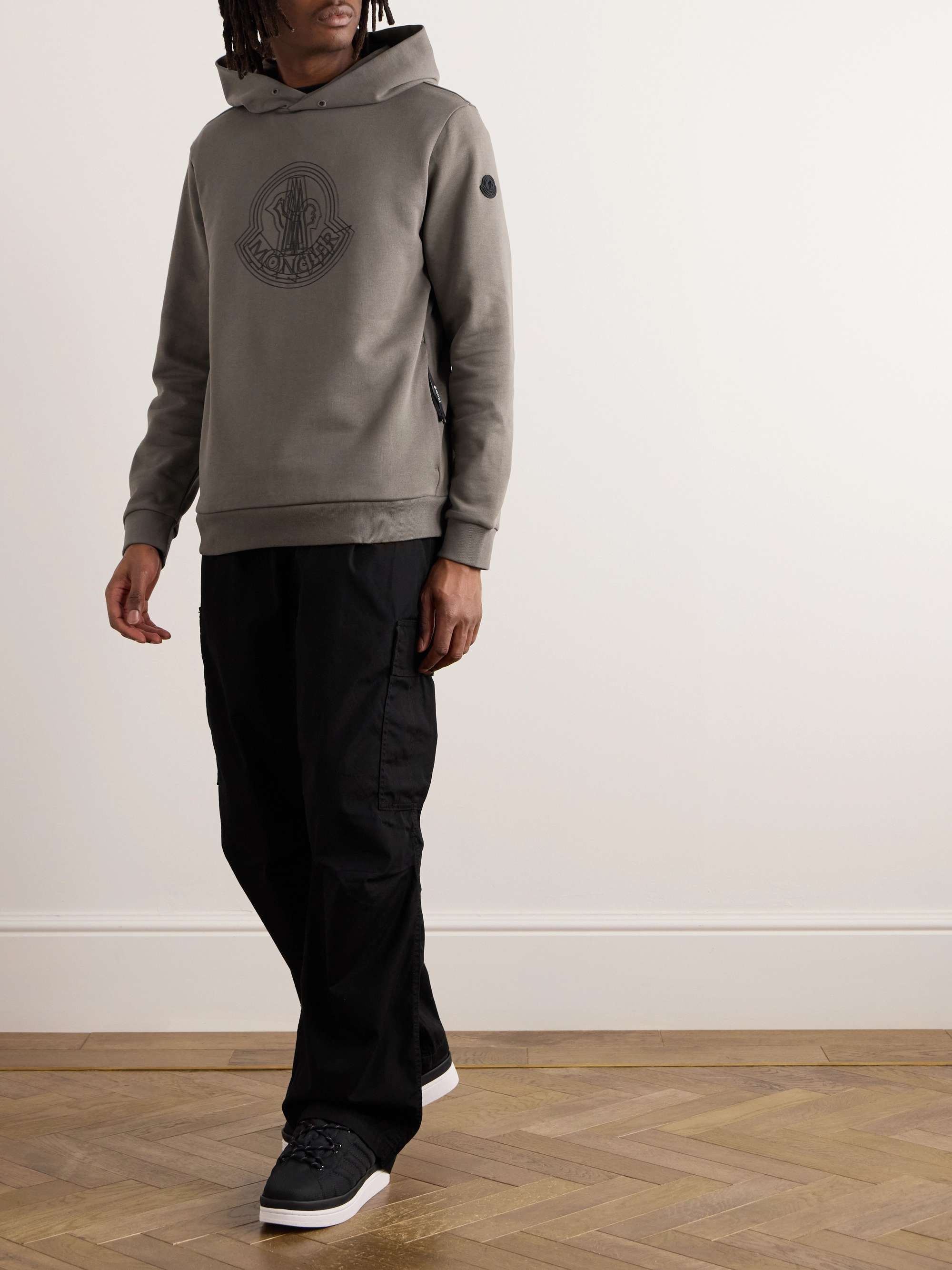 Logo-Appliquéd Printed Cotton-Jersey Hoodie view