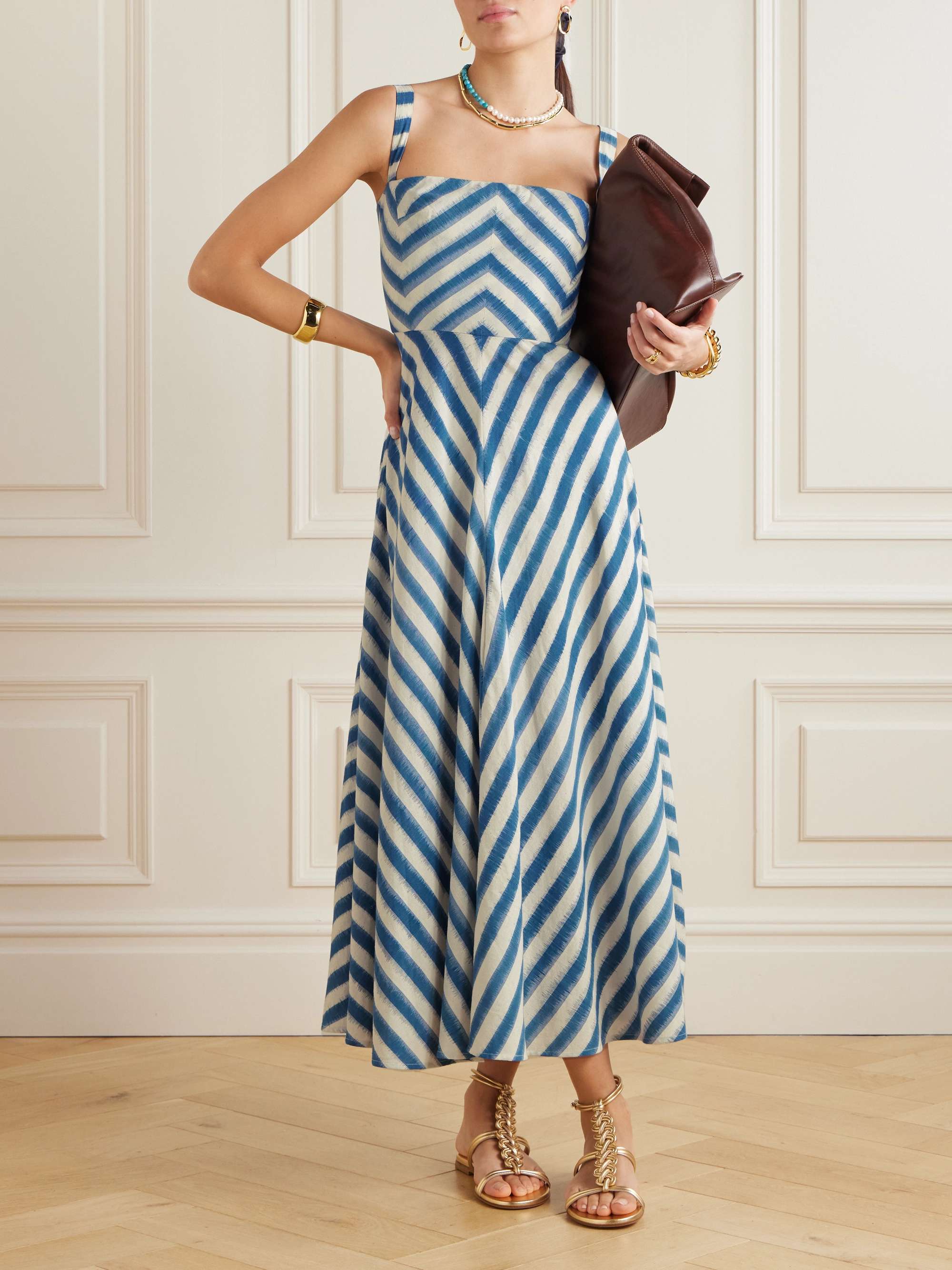 Margherita striped cotton midi dress view