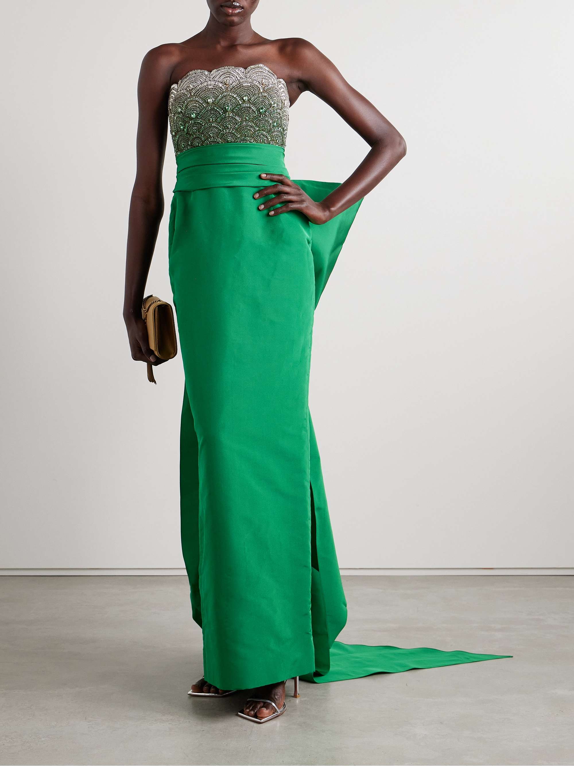 Strapless silk-faille and embellished tulle gown view