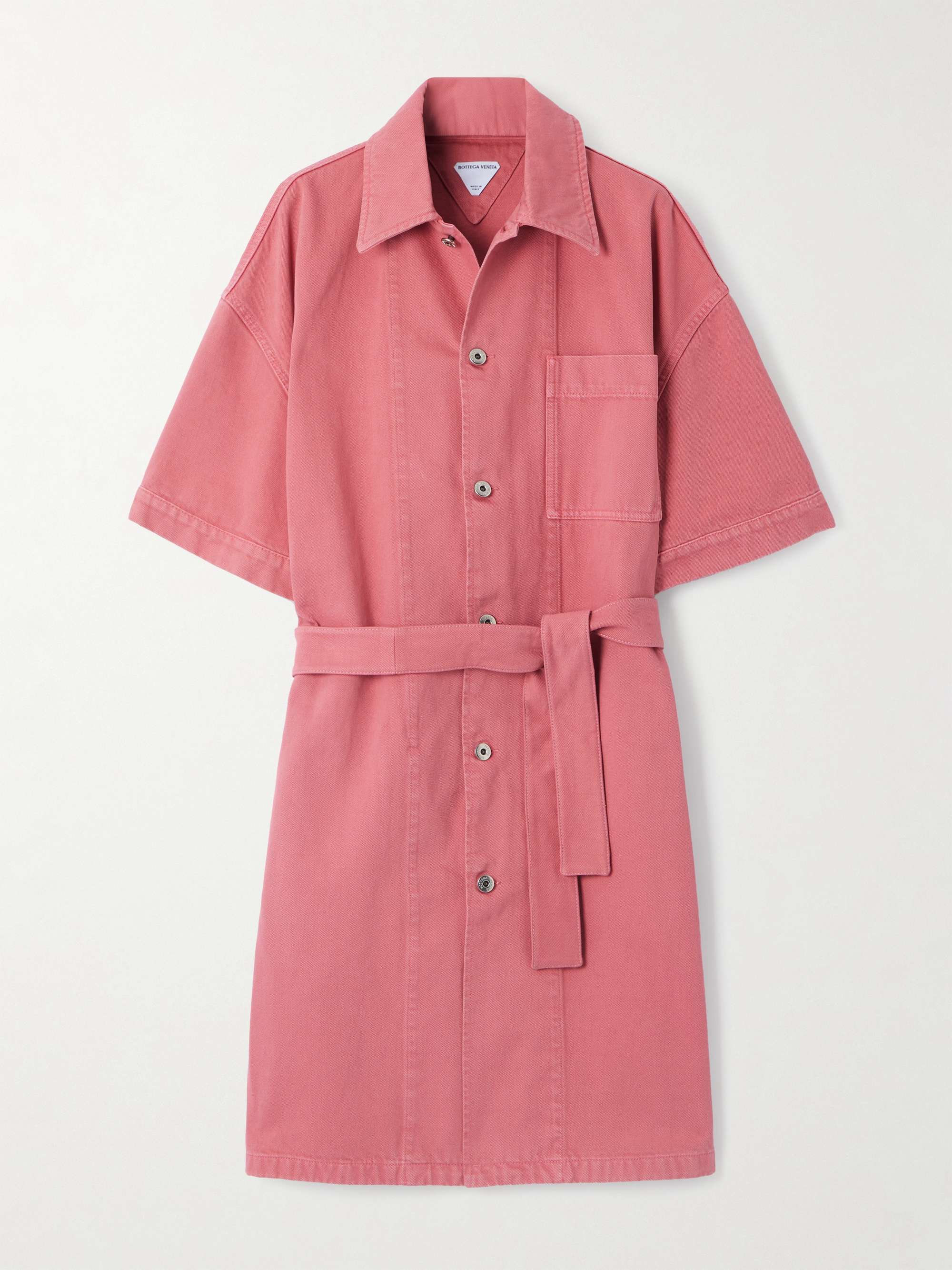 Oversized belted denim shirt dress view