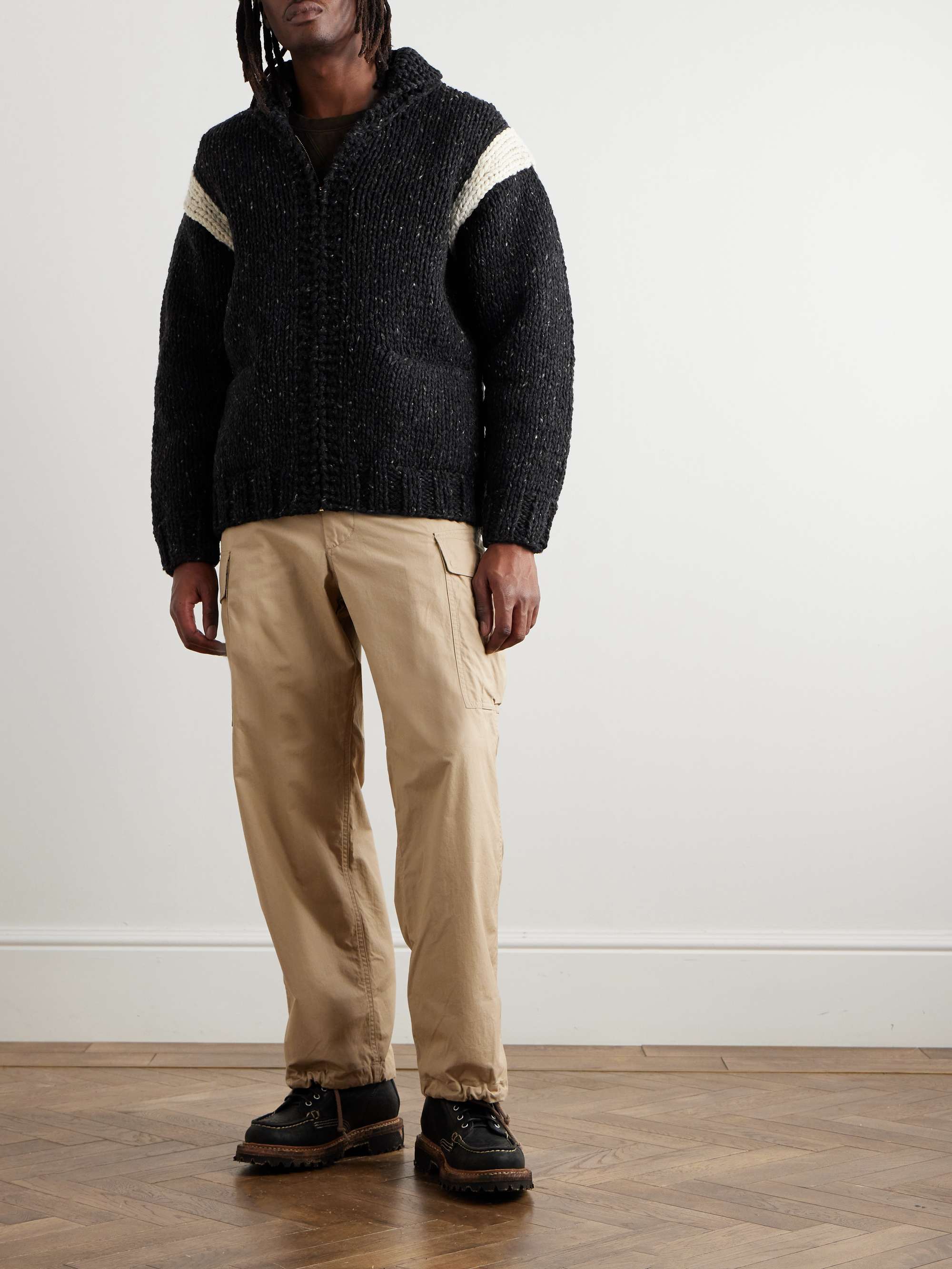 Shaw-Collar Wool Zip-Up Cardigan view