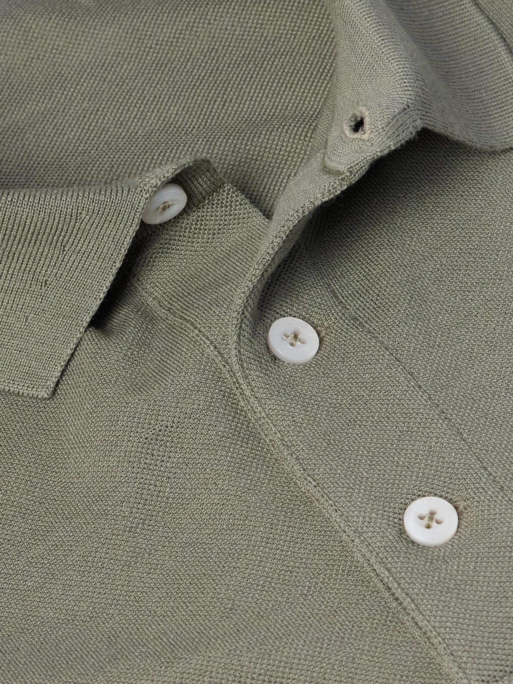 Logo-Embroidered Wool-Piqué Polo Shirt view