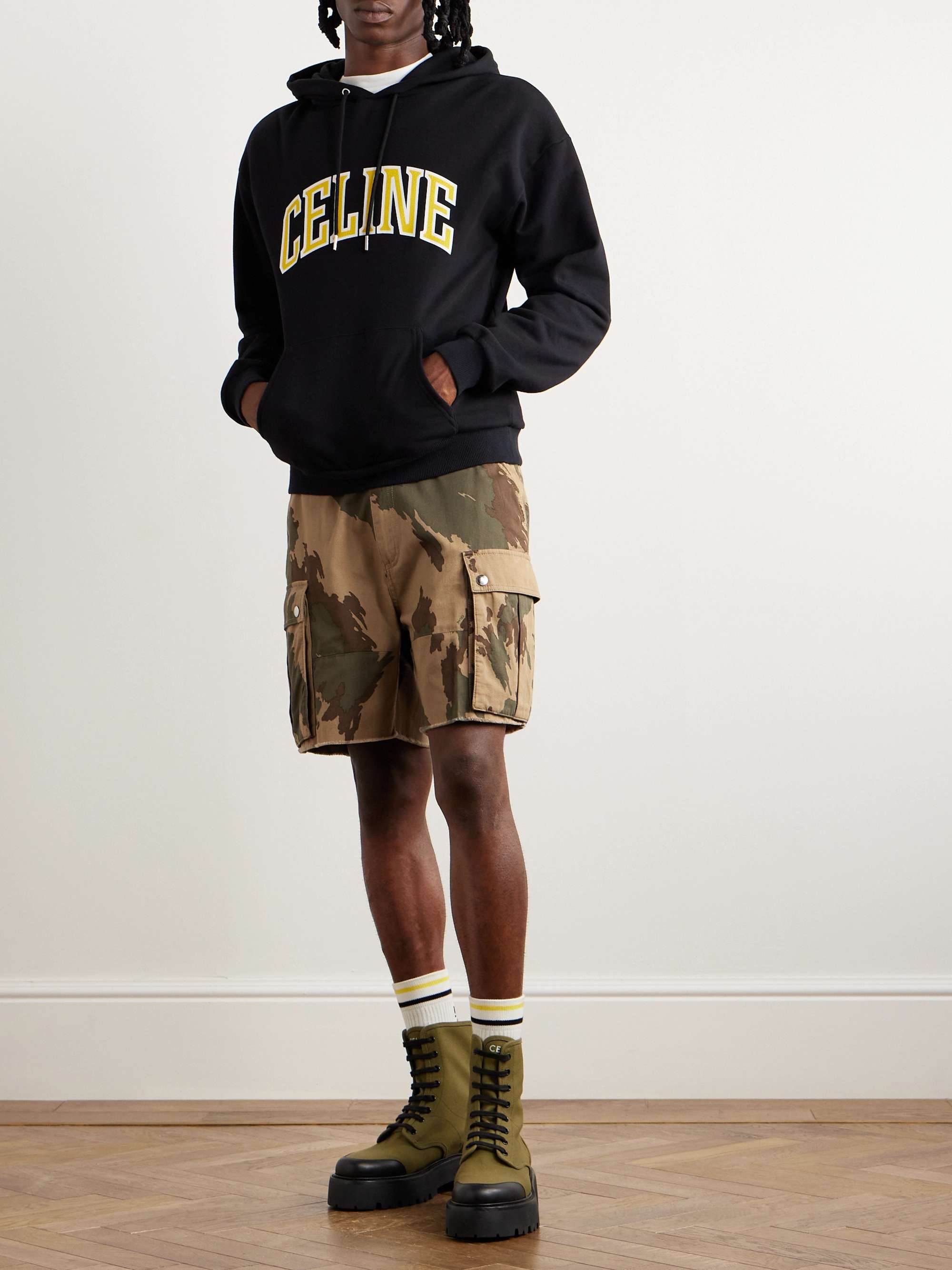 Straight-Leg Camouflage-Print Cotton-Twill Cargo Shorts view