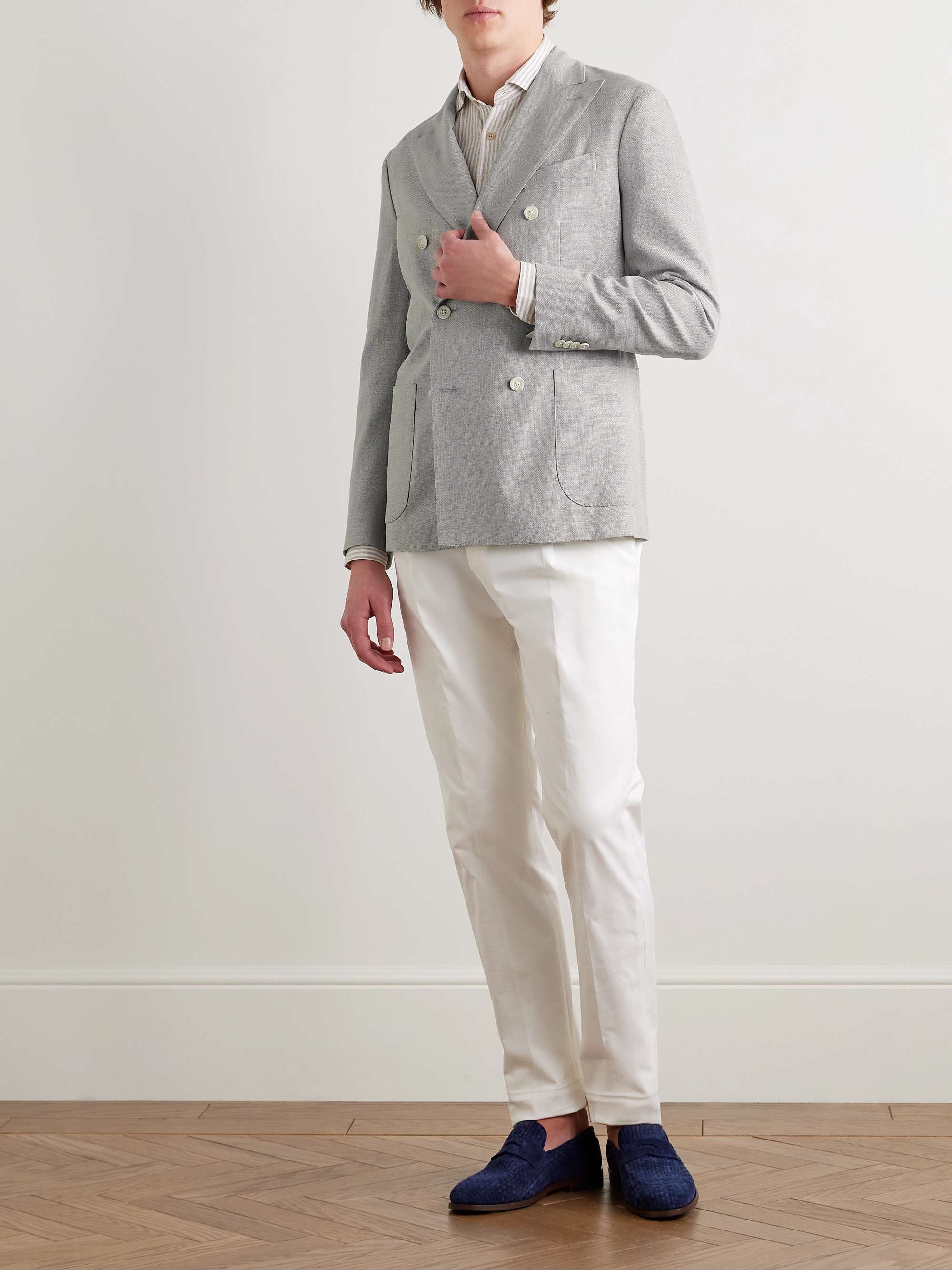Unstructured Double-Breasted Virgin Wool Blazer view
