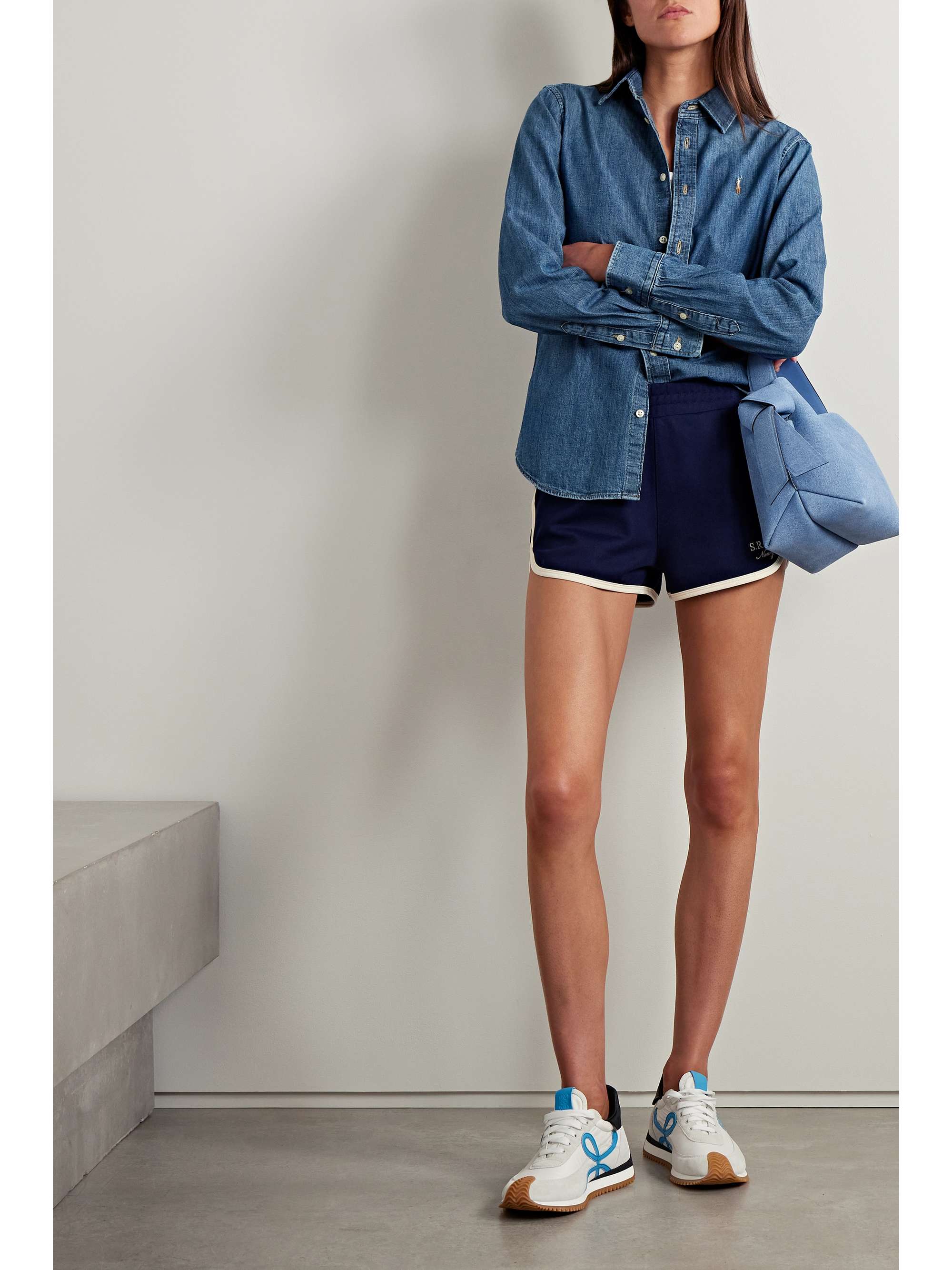 Embroidered denim shirt view