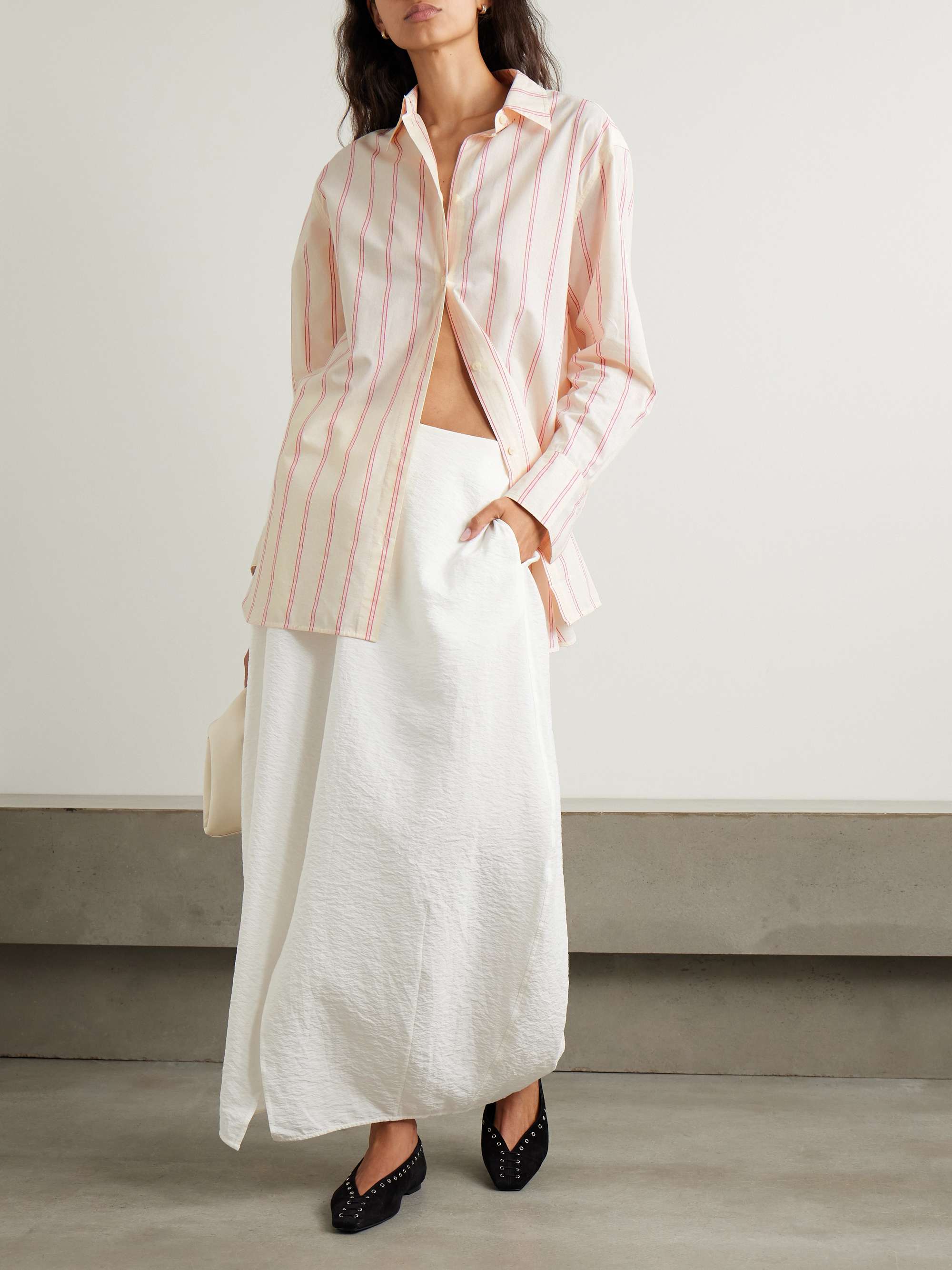 Striped cotton and silk-blend shirt view
