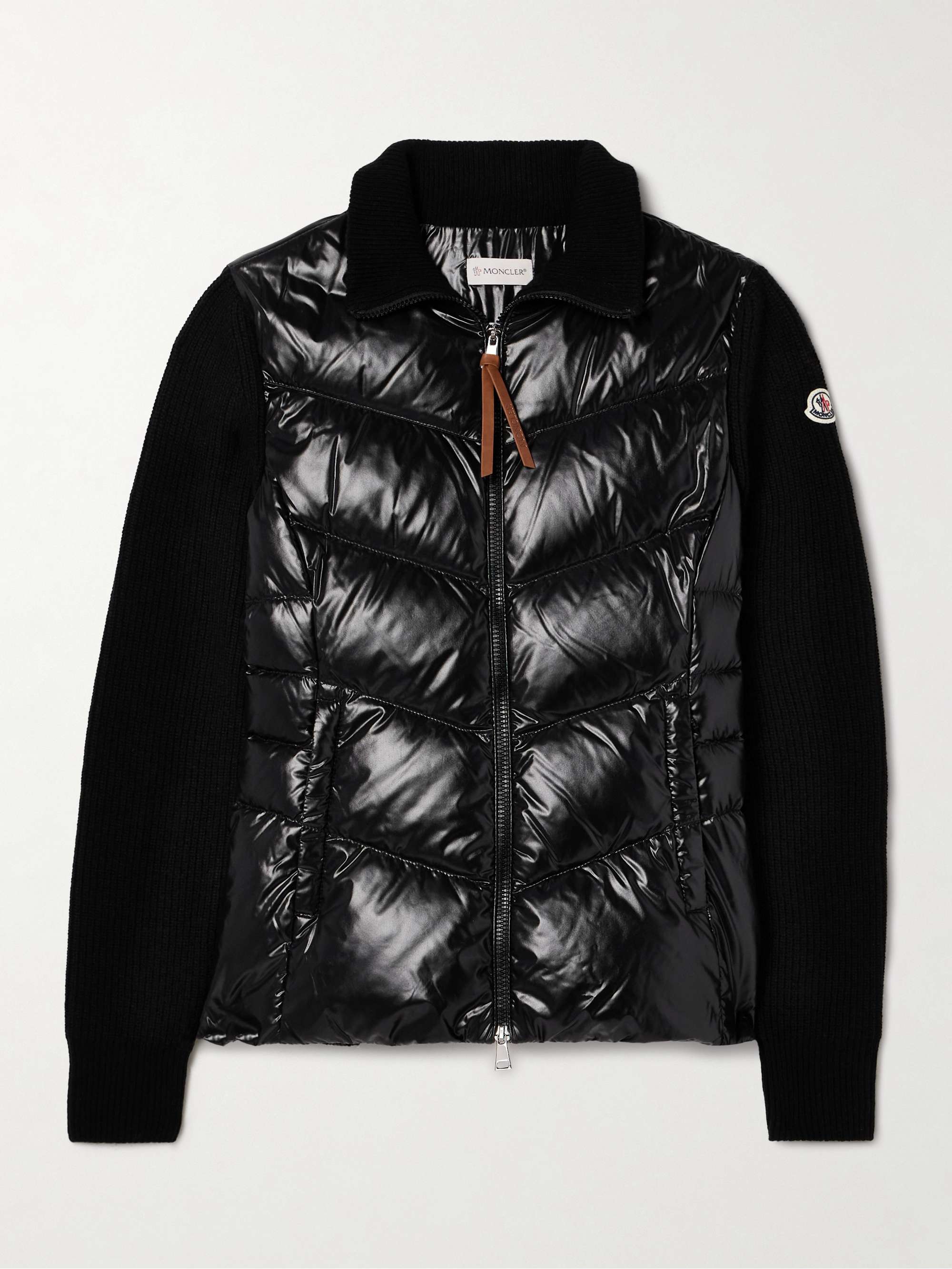 Appliquéd wool and quilted shell down jacket view