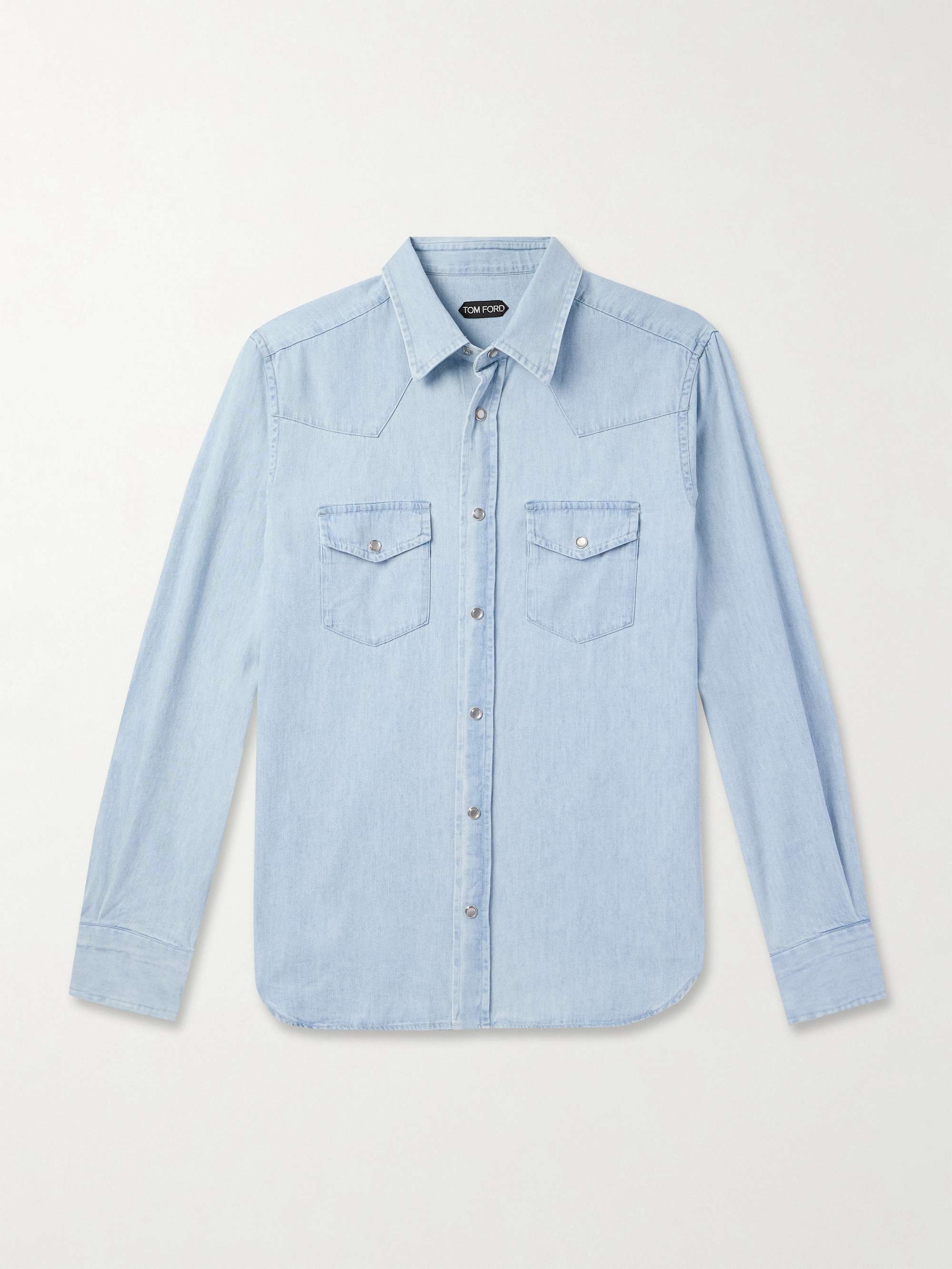 Slim-Fit Cotton-Chambray Western Shirt view