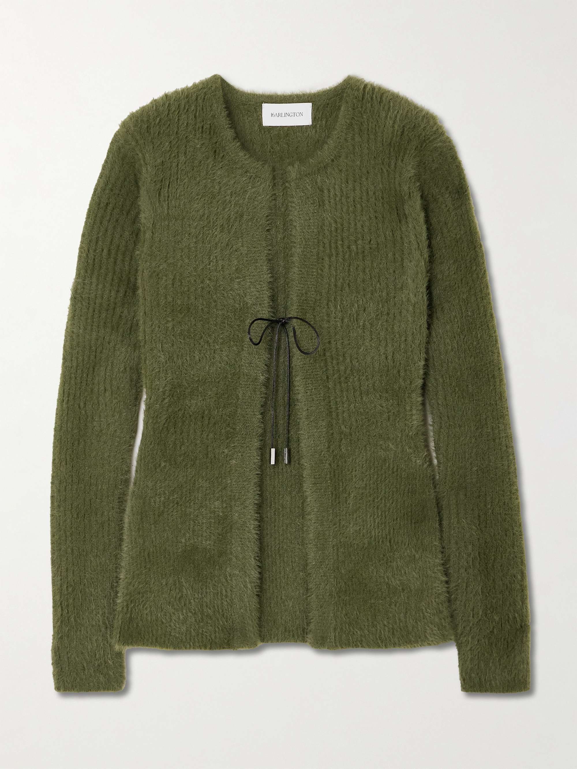 Teria satin-trimmed brushed-knit cardigan view