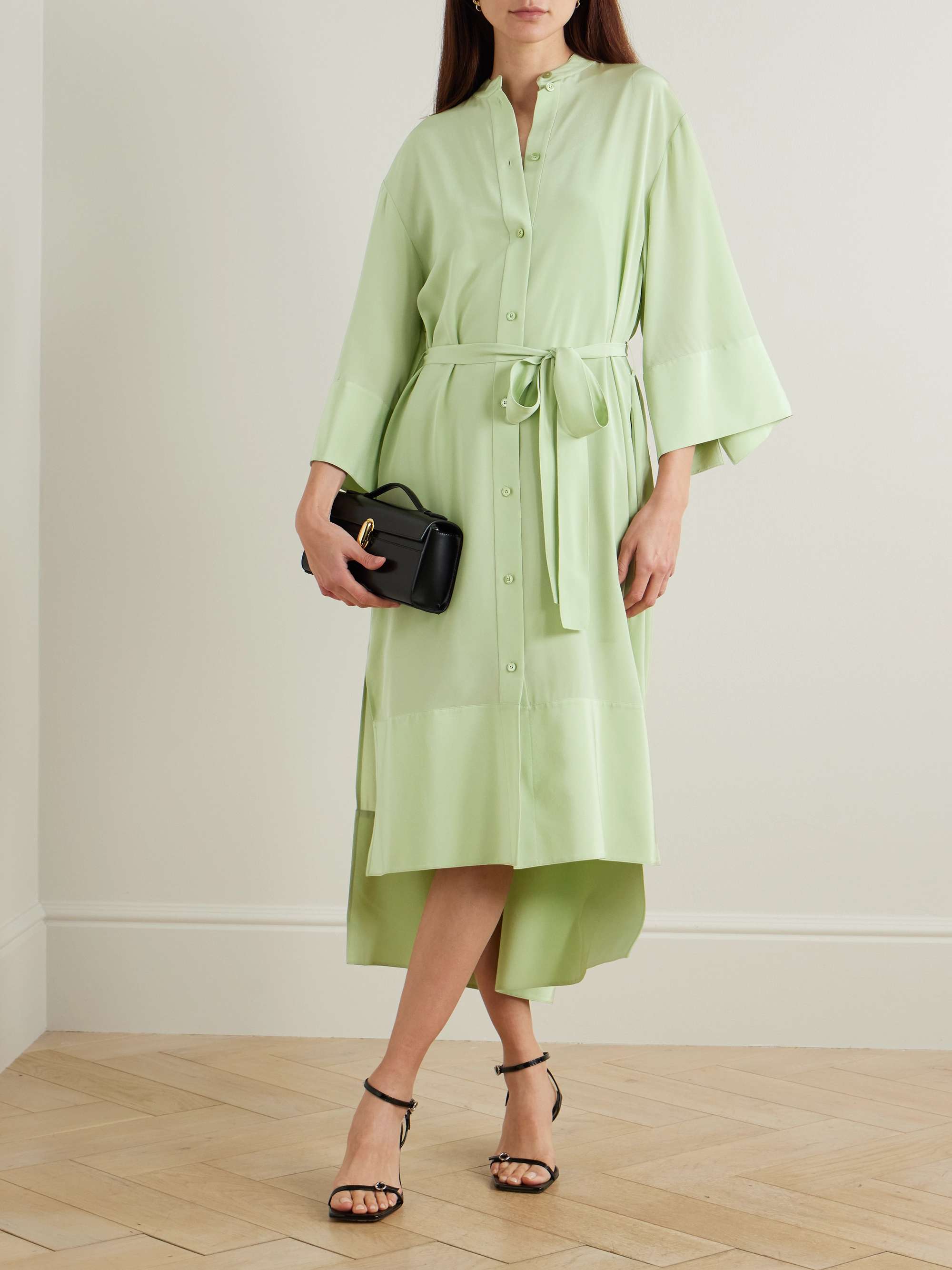Darious belted pleated silk-crepe midi dress view