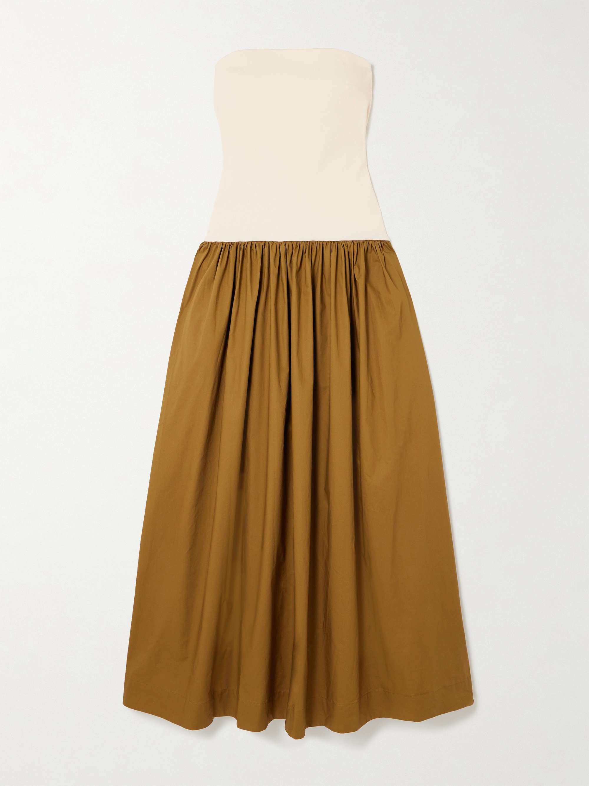 Duo strapless stretch-knit and organic cotton-poplin maxi dress view