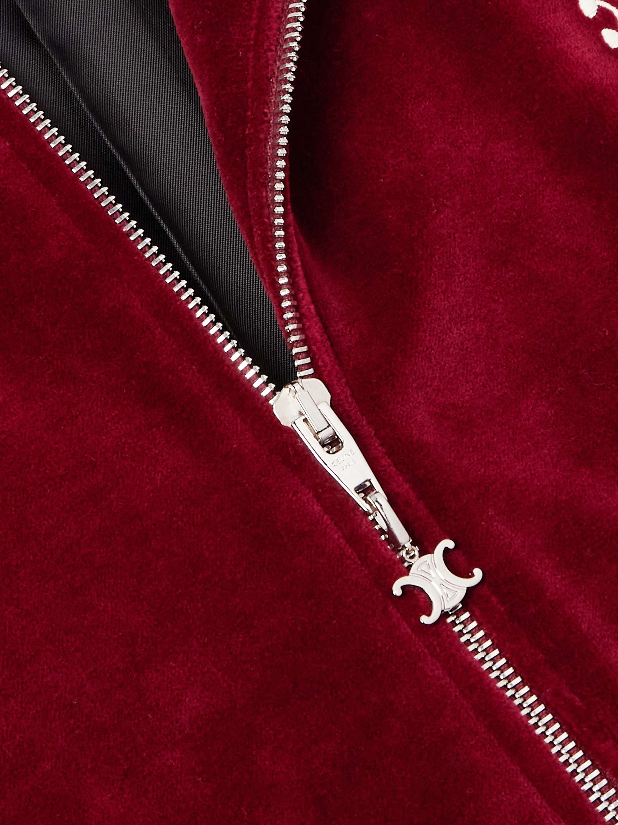 Slim-Fit Logo-Embroidered Cotton-Blend Velour Track Jacket view