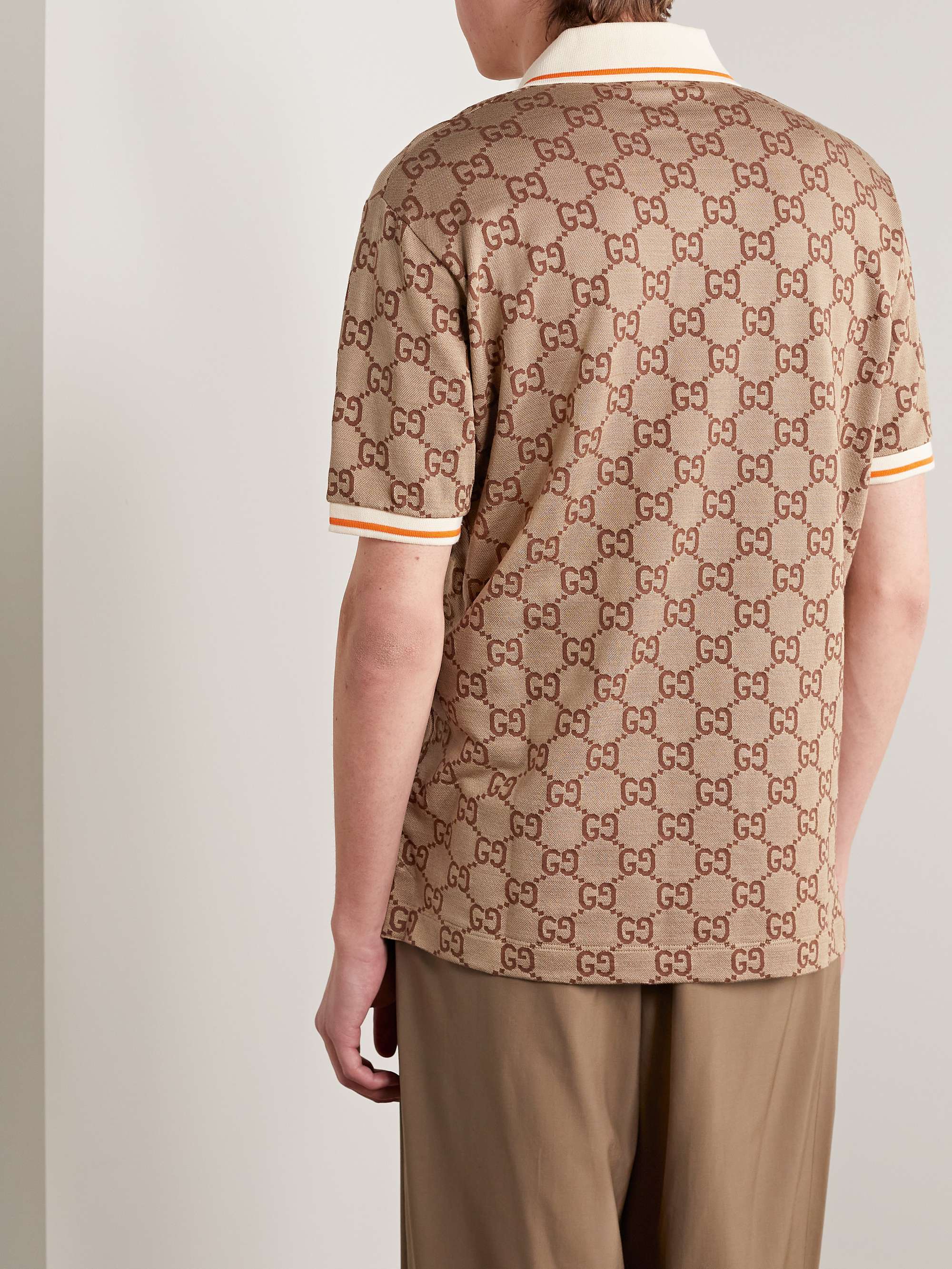 Logo-Jacquard Silk and Cotton-Blend Polo Shirt view