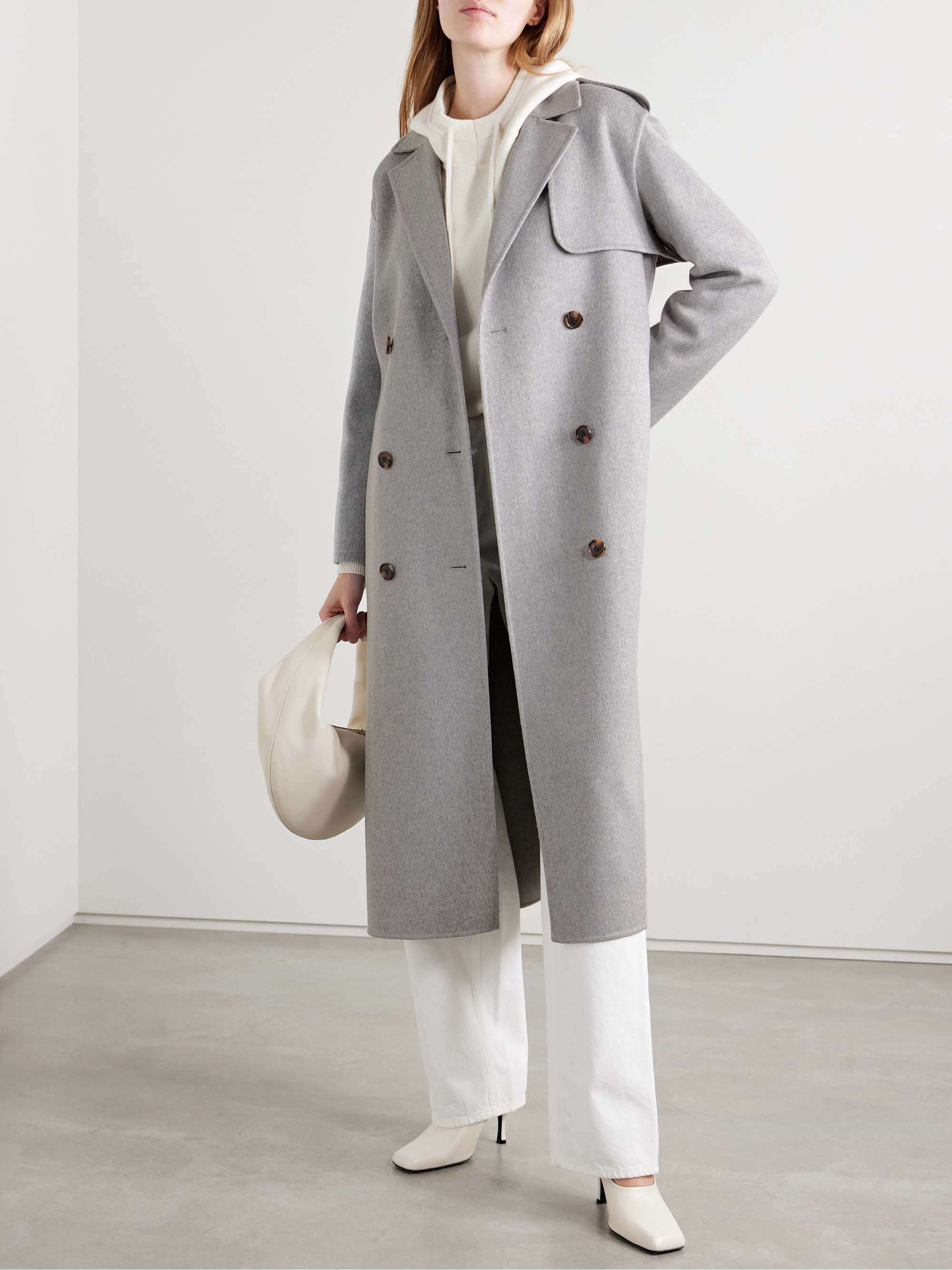 Double-breasted wool and cashmere-blend felt coat view