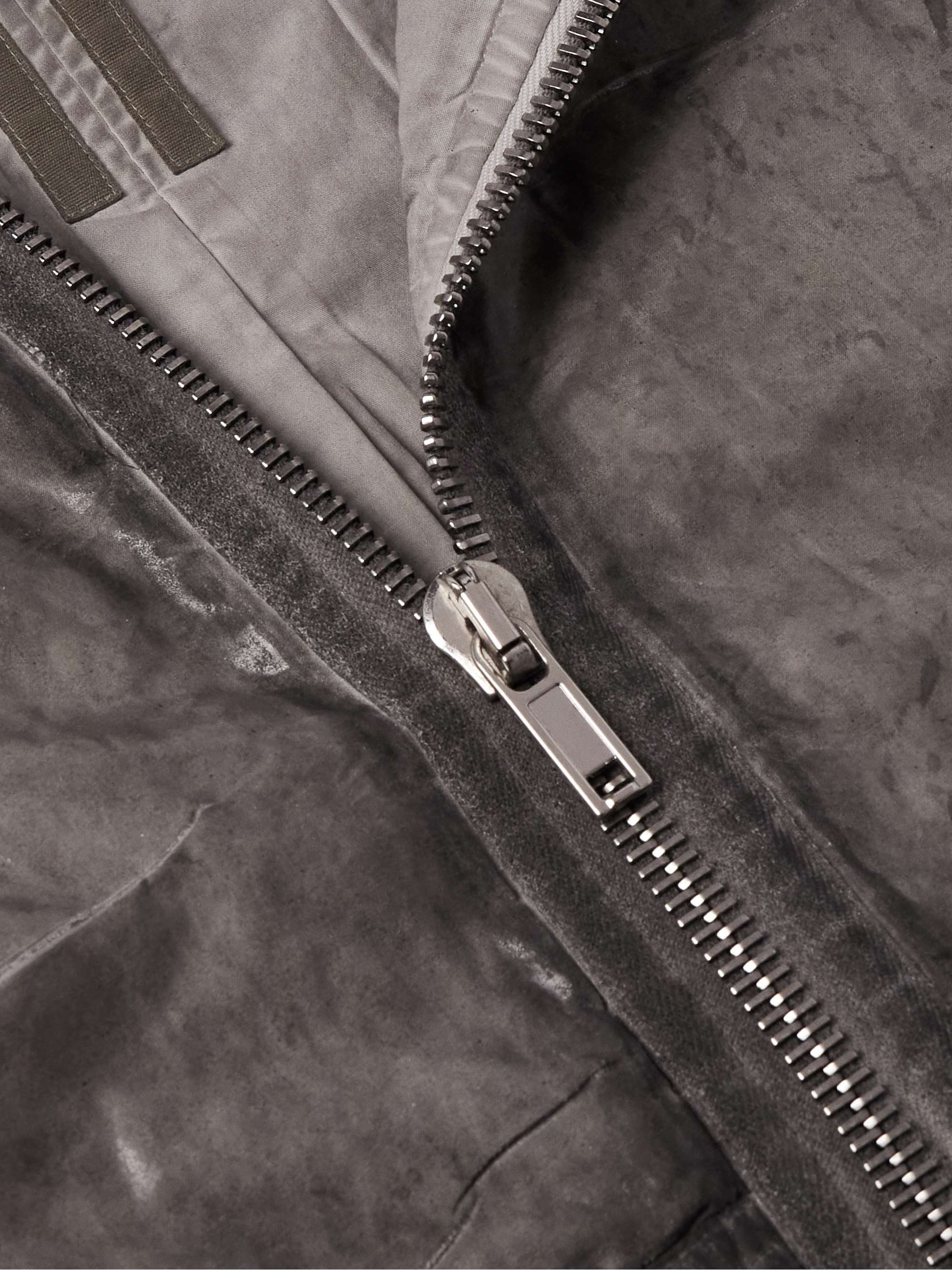 Garment-Dyed Foil Coated Cotton-Poplin Hooded Bomber Jacket view