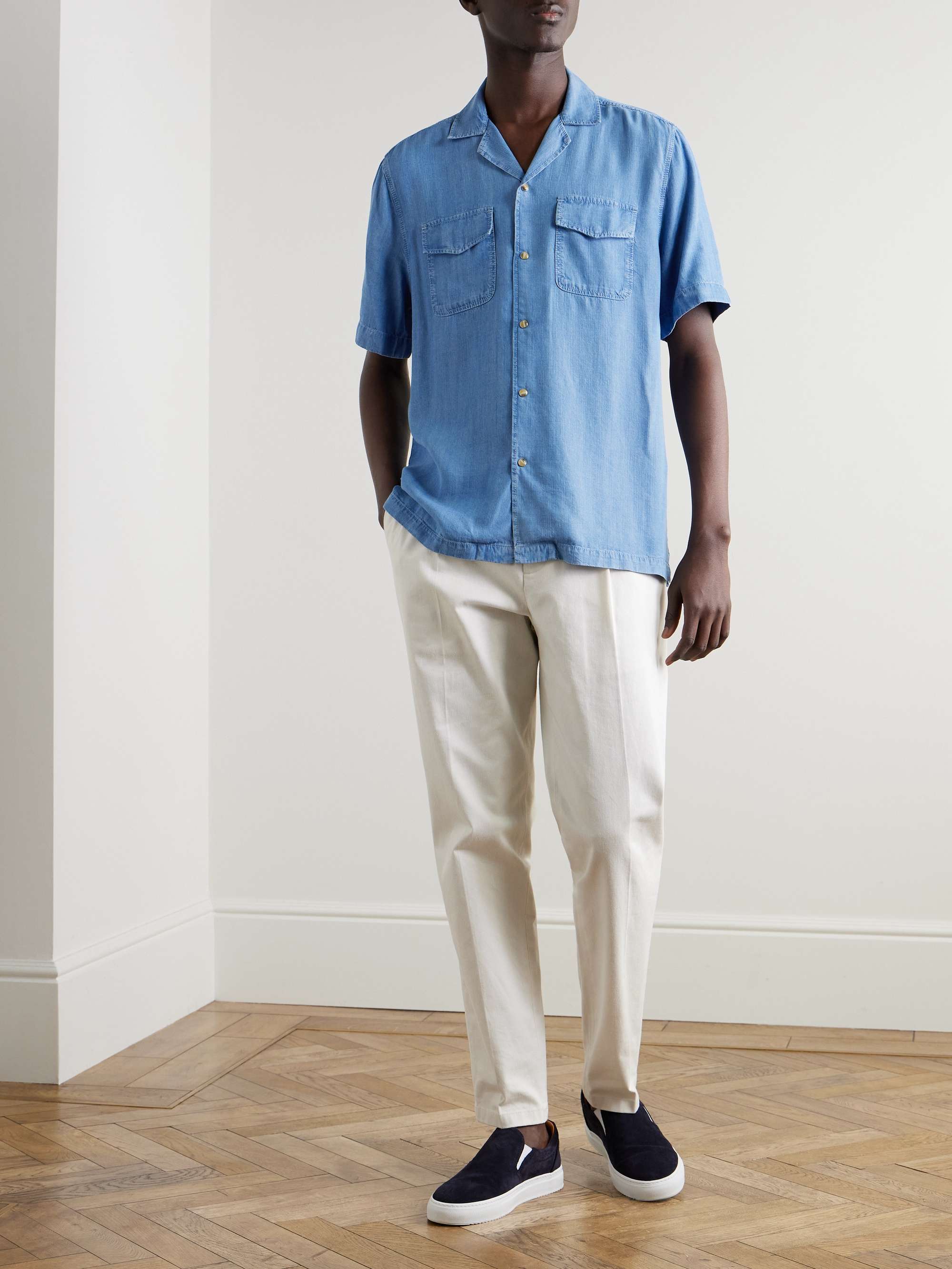 Franca Camp-Collar Denim Shirt view