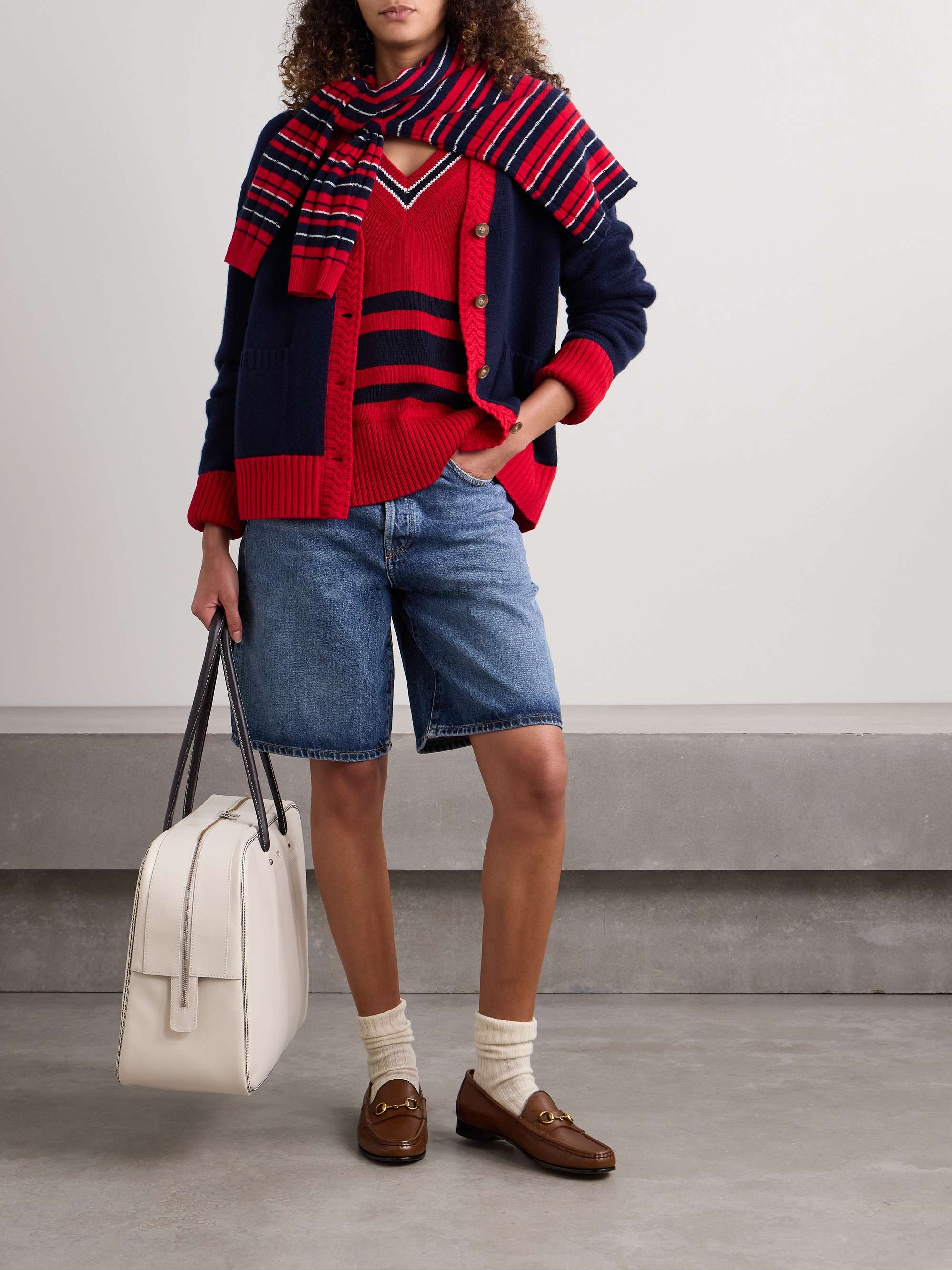 Striped knitted cotton sweater view