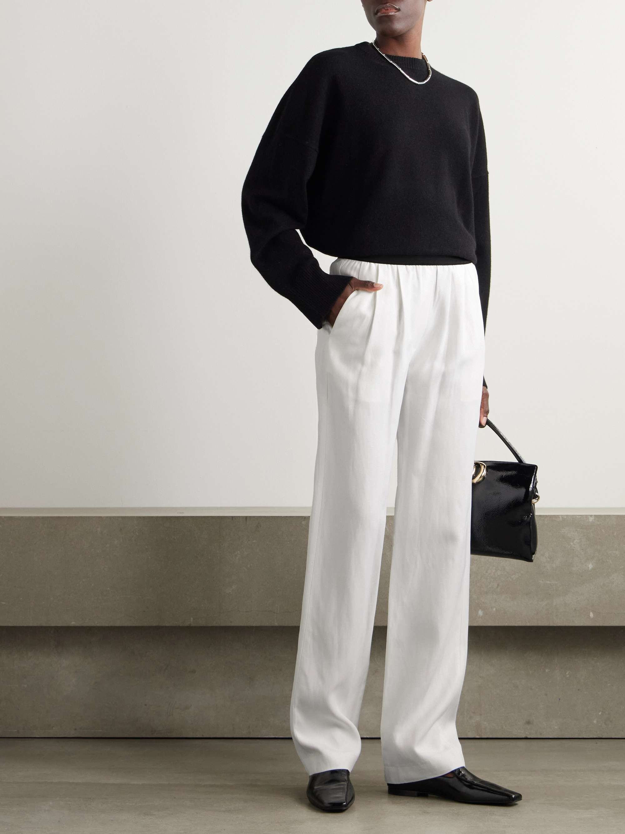 Takaroa pleated twill straight-leg pants view