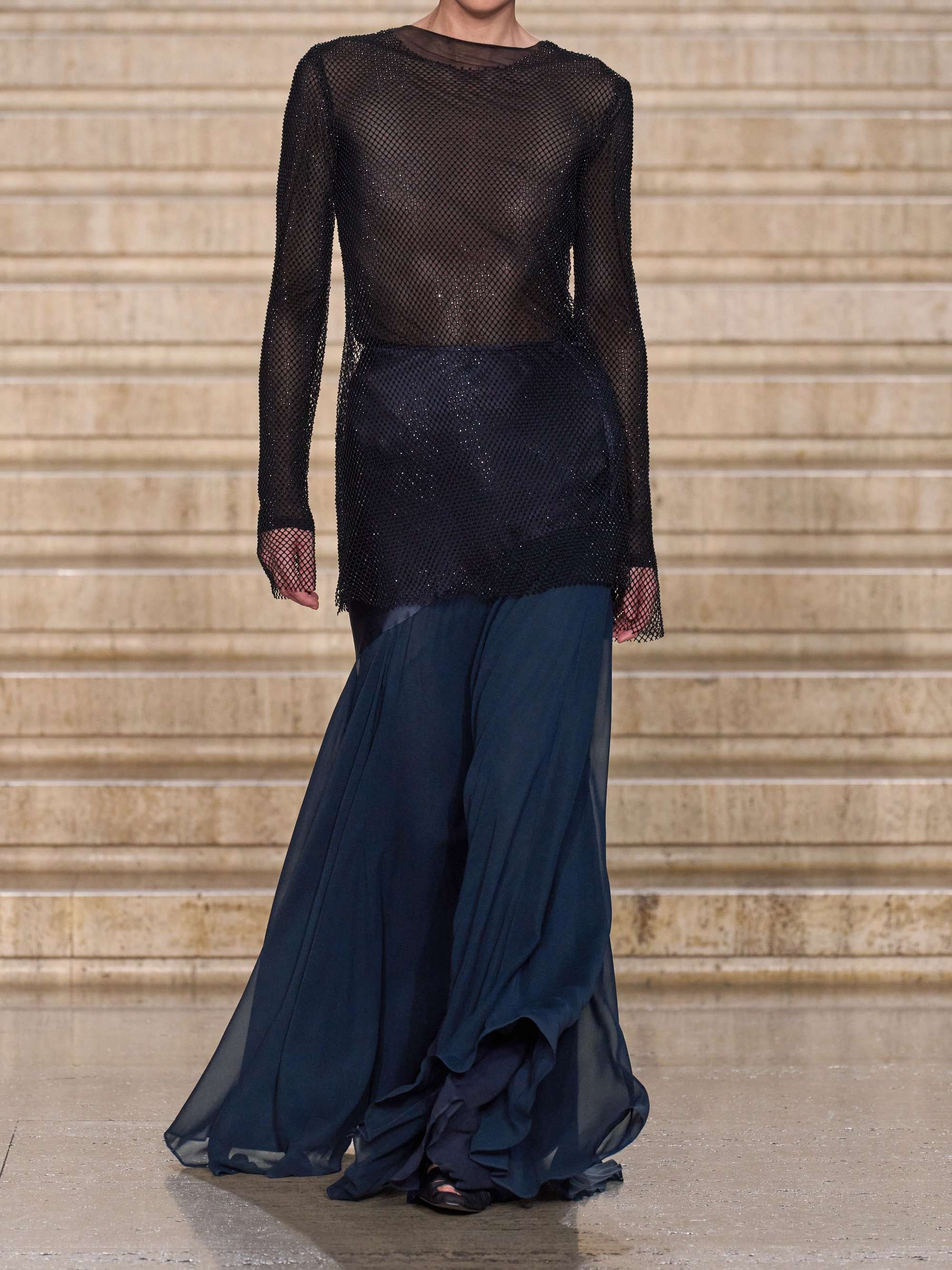 Sinead asymmetric silk-satin and georgette maxi skirt view