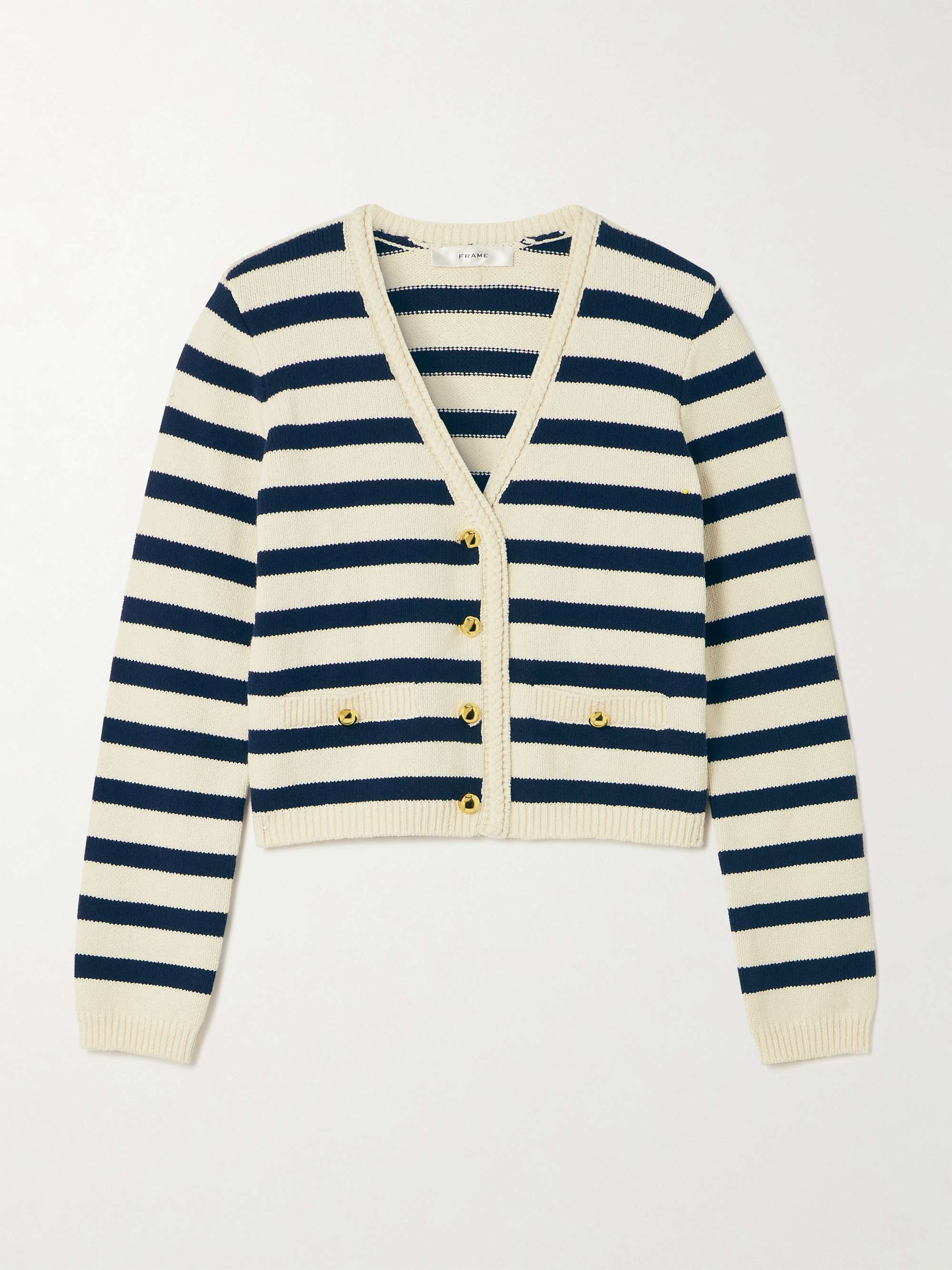 The Harbor striped cotton-blend cardigan view