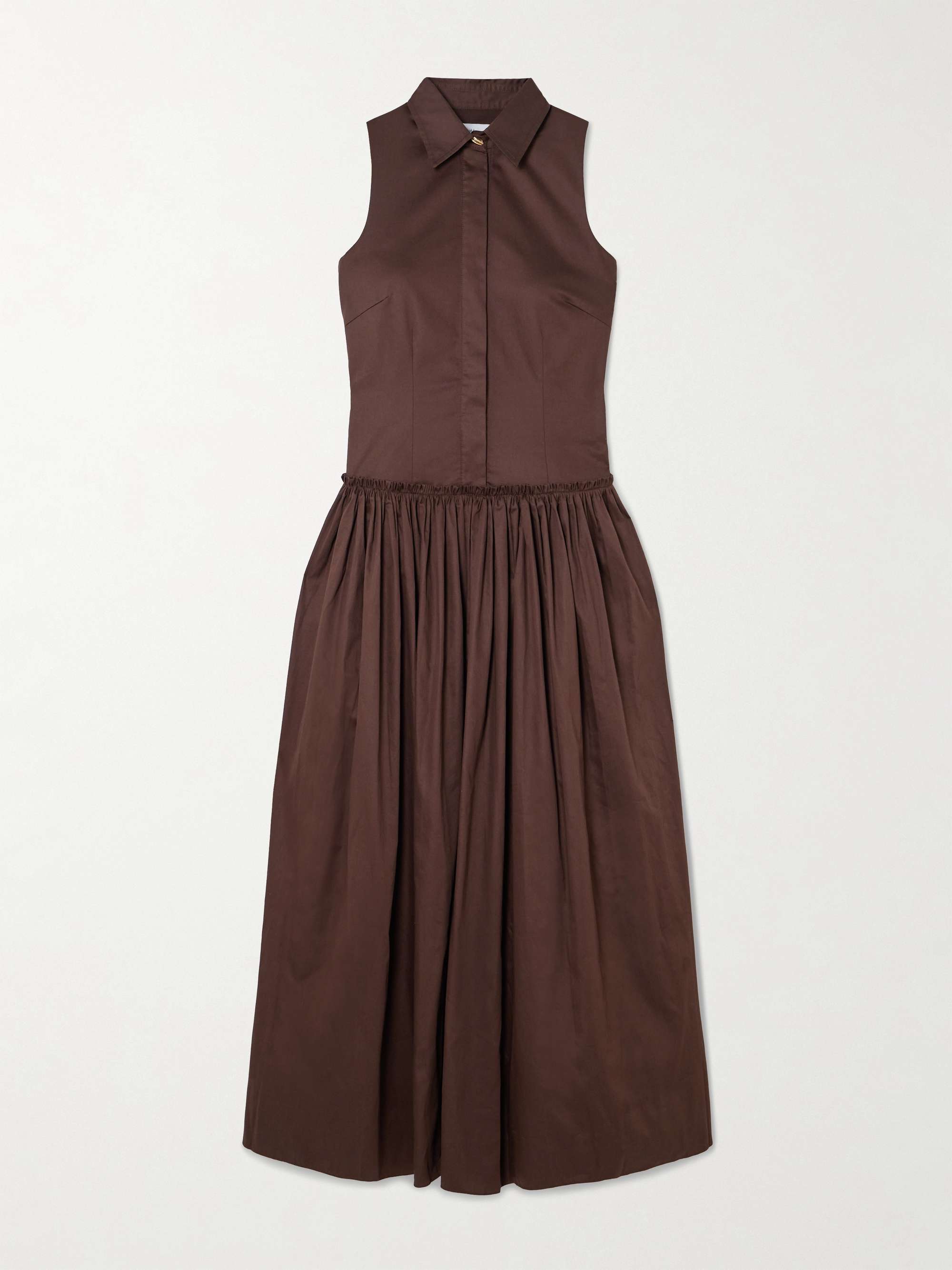 Sama gathered cotton-poplin maxi shirt dress view