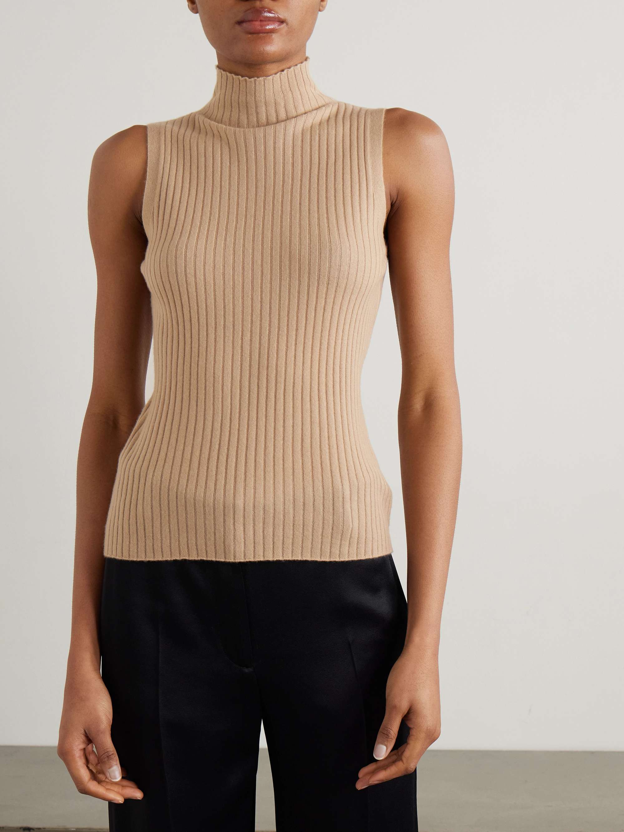 Mika ribbed cashmere turtleneck tank view