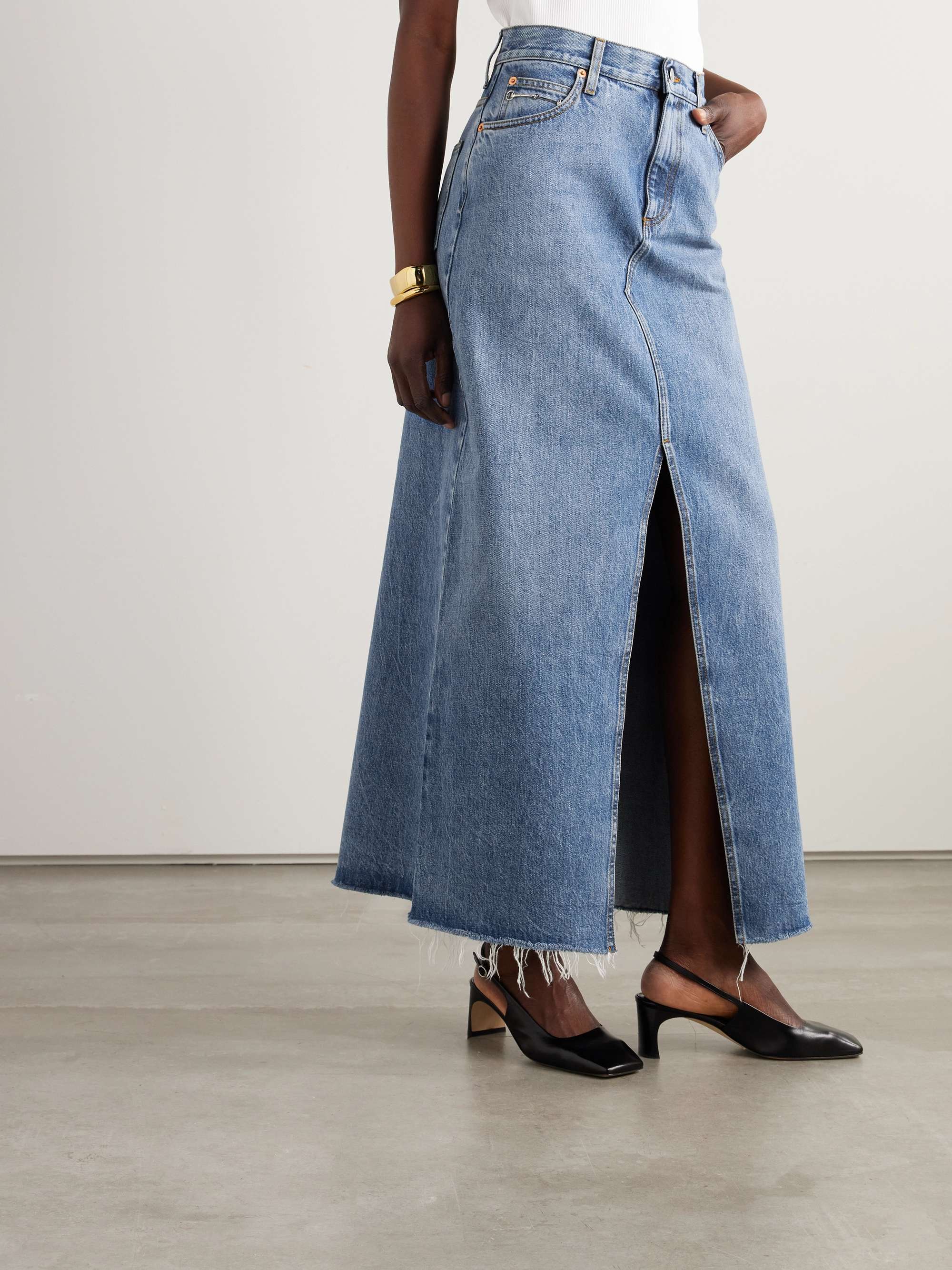 Denim maxi skirt view