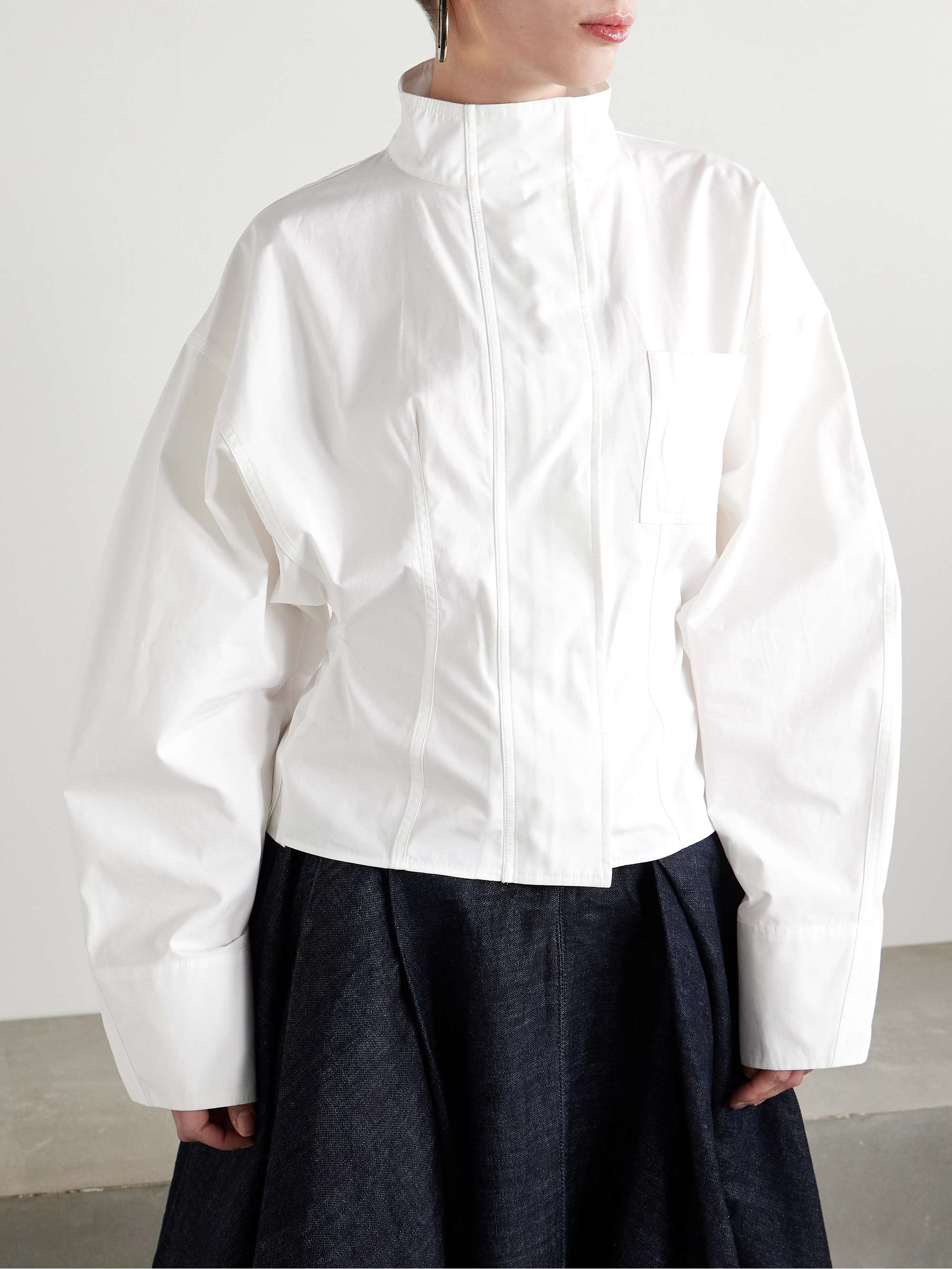Belted cotton-poplin shirt view