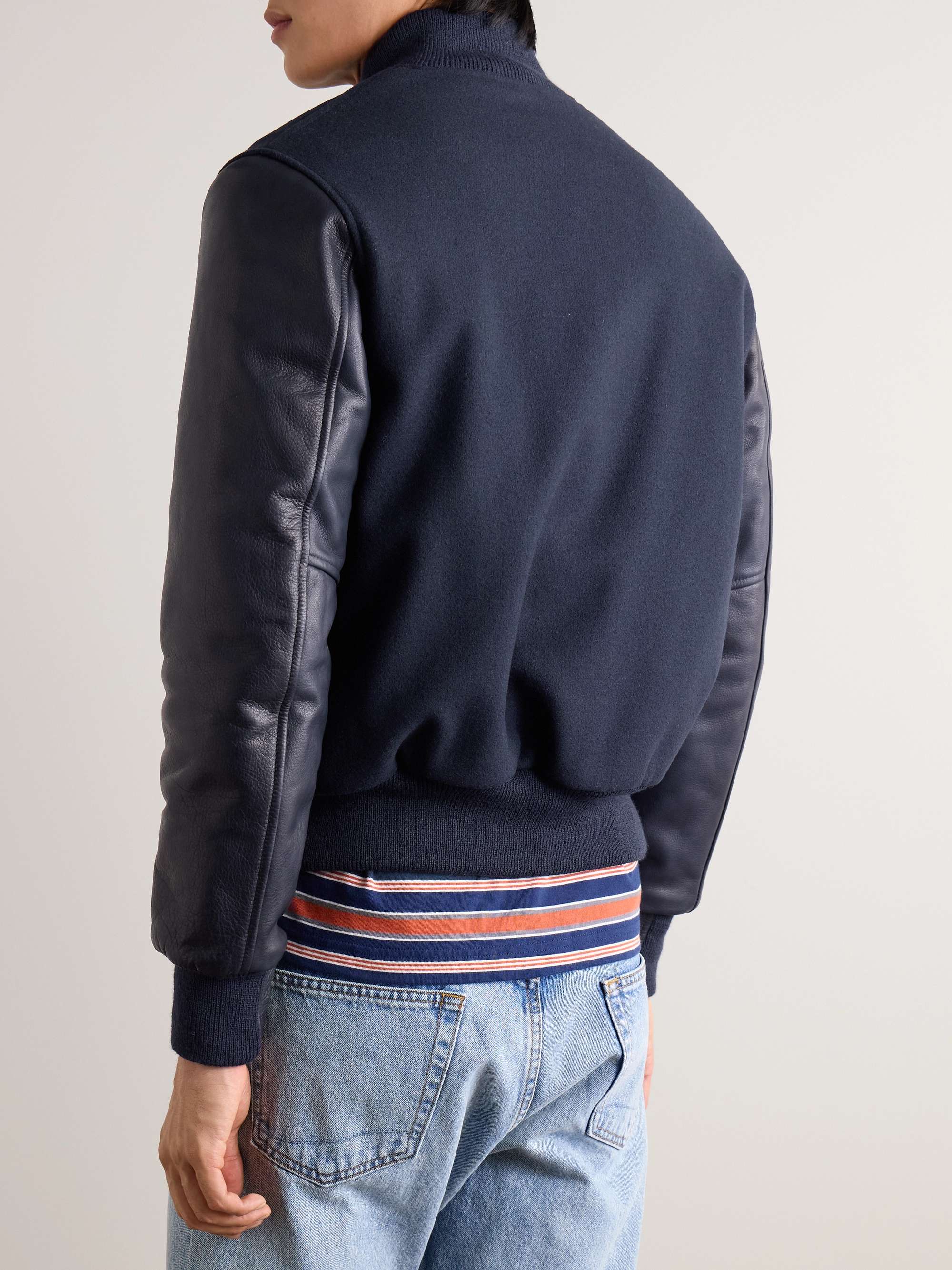 The Albany Wool-Blend and Leather Varsity Jacket view
