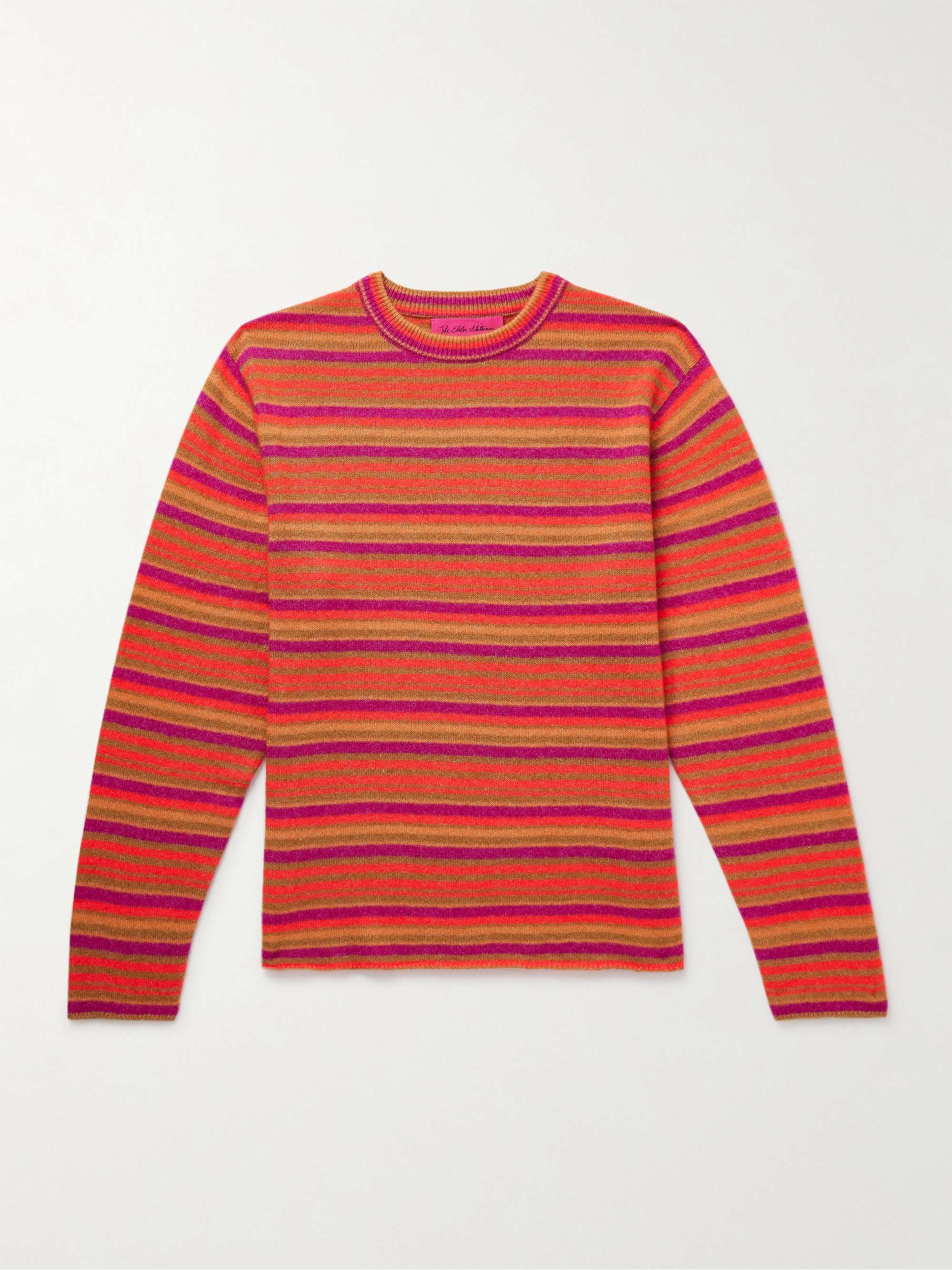 Striped Cashmere and Cotton-Blend Sweater view