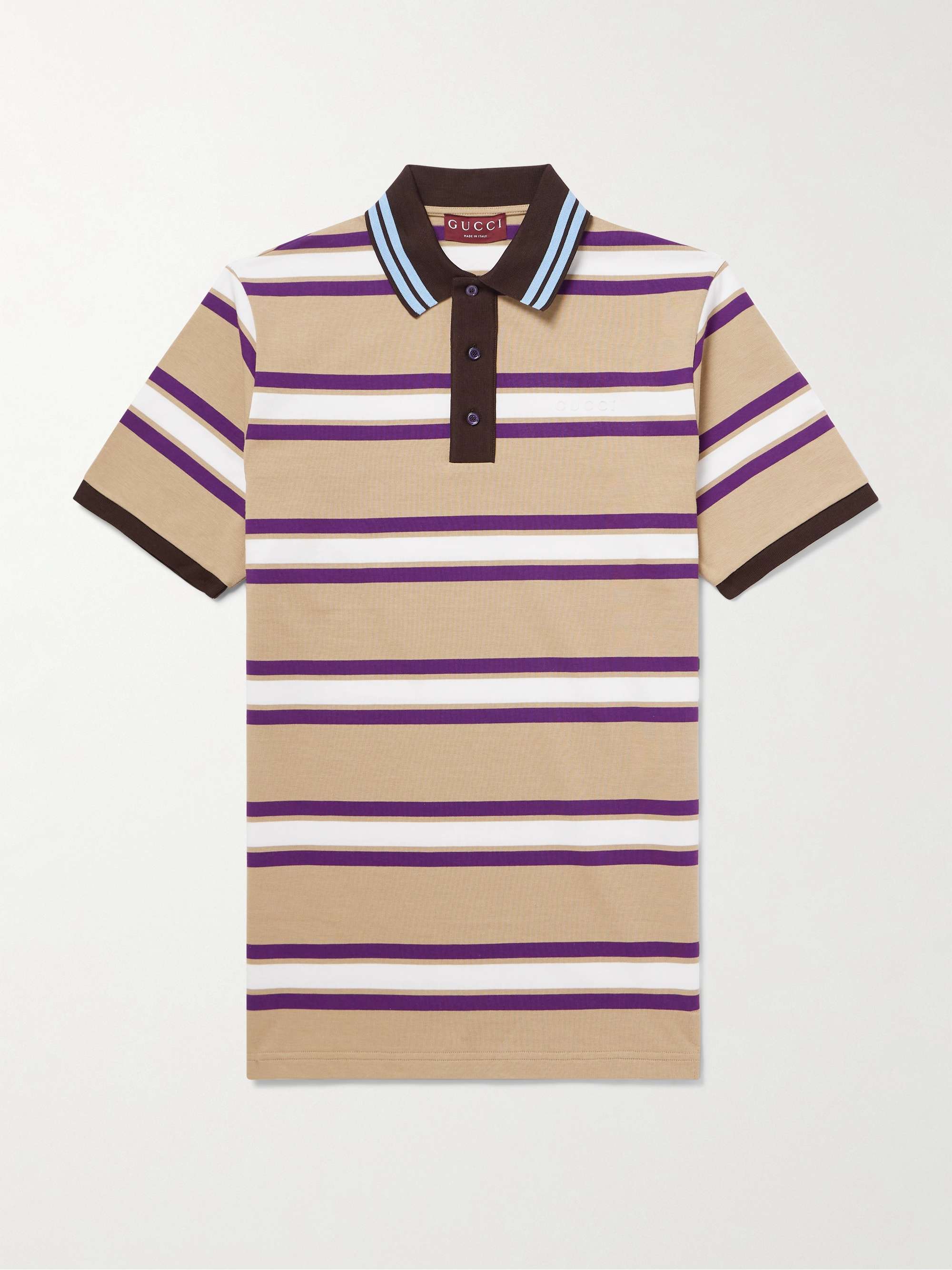 Logo-Embroidered Striped Cotton-Jersey Polo Shirt view