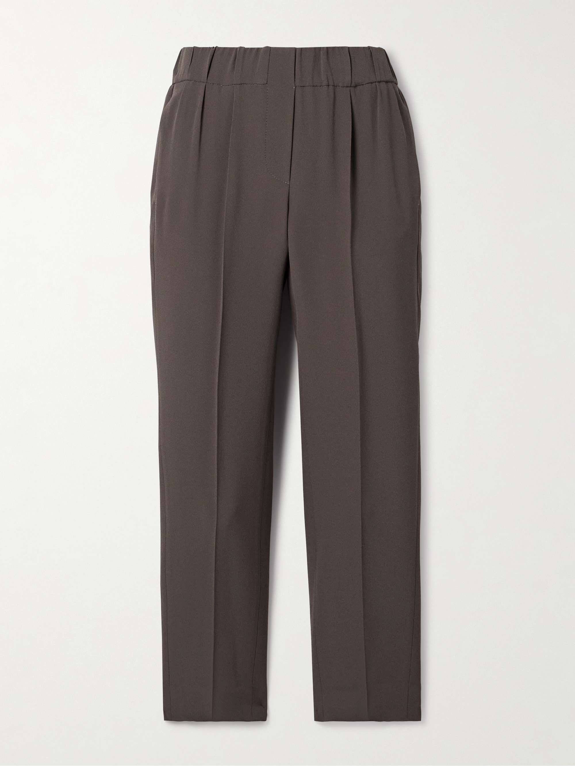 Cropped pleated crepe pants view