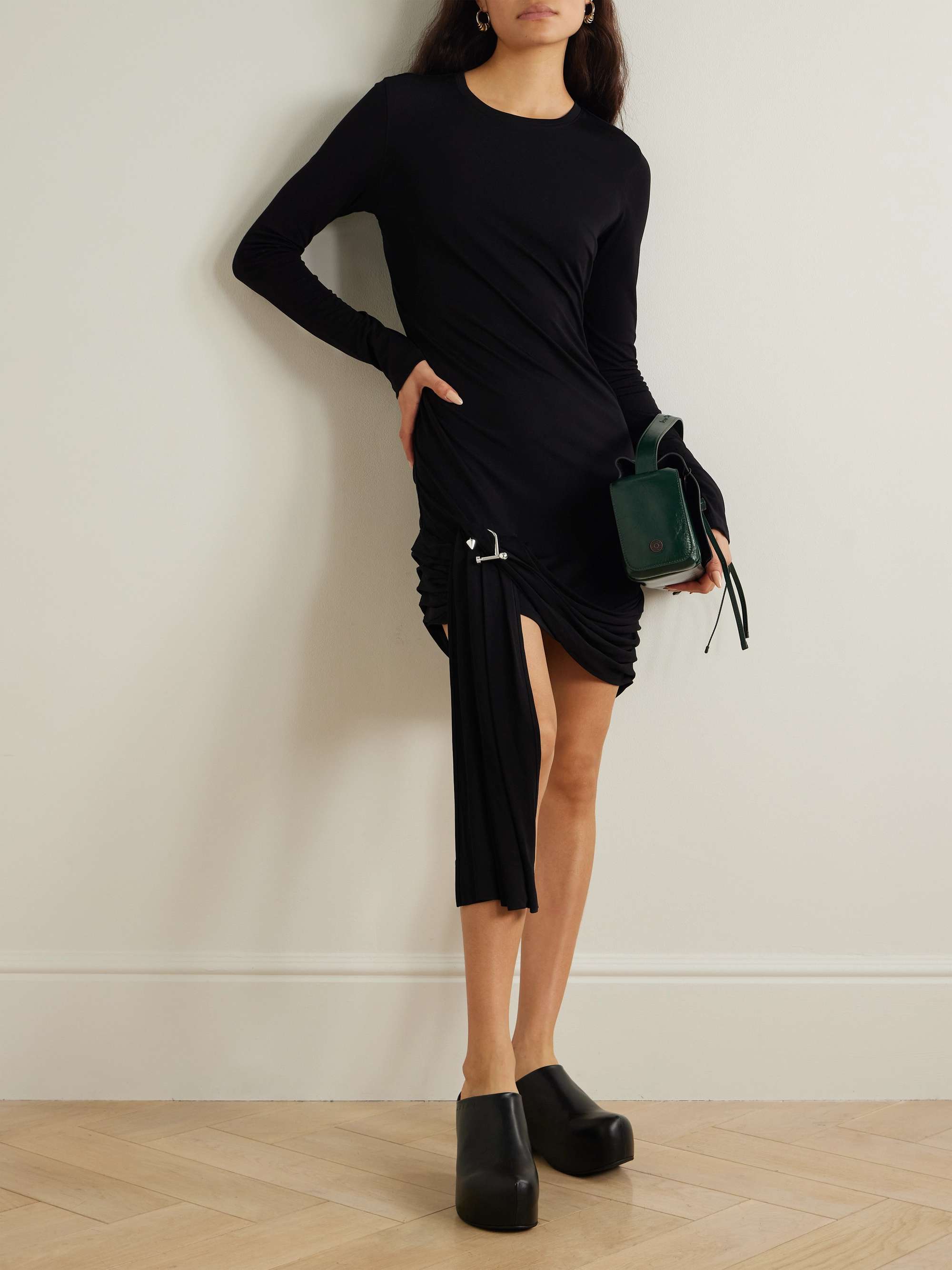 Embellished draped jersey mini dress view