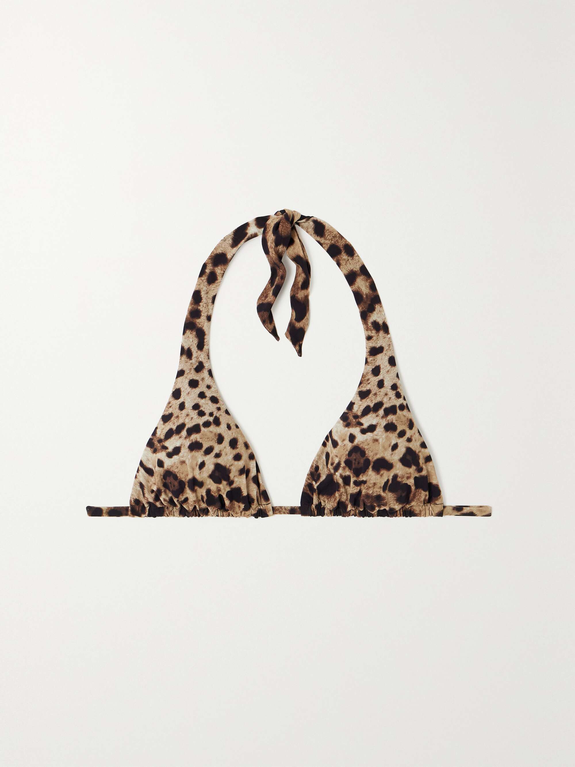 Leopard-print halterneck bikini top view