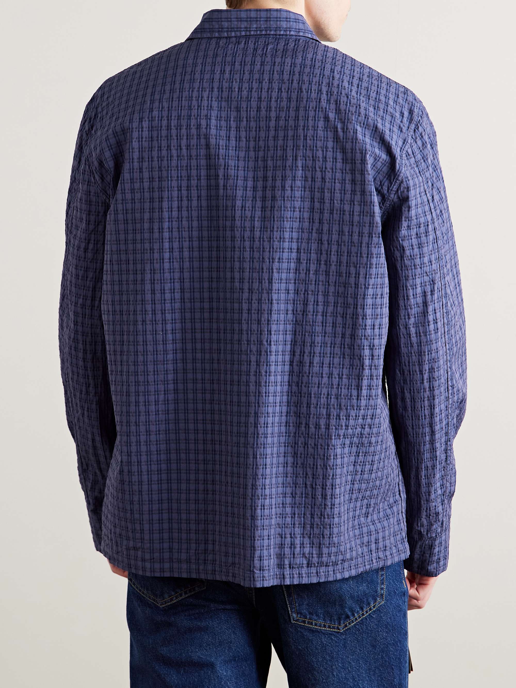 Box Checked Cotton-Blend Seersucker Shirt view