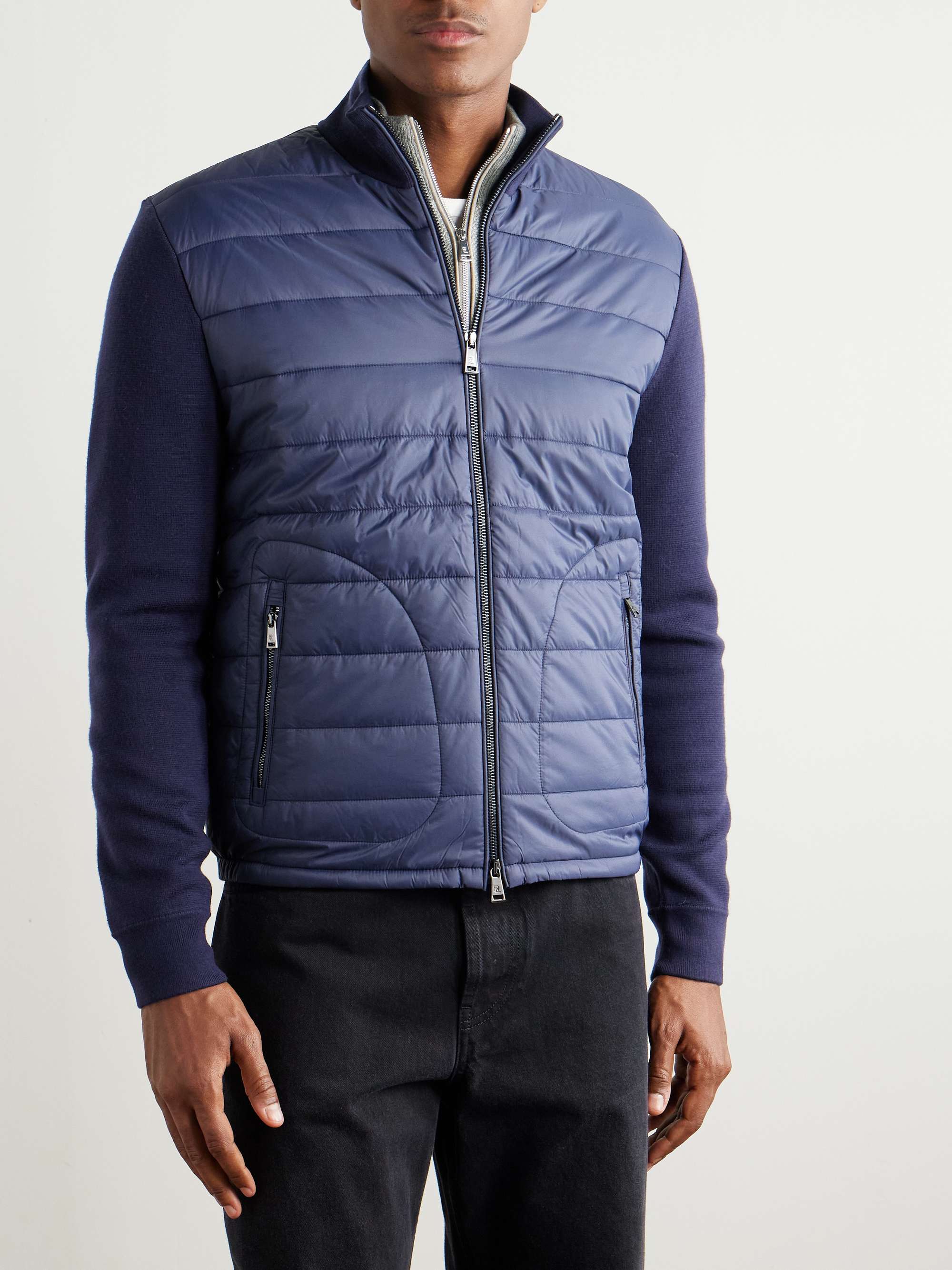 Slim-Fit Padded Shell-Trimmed Wool Jacket view