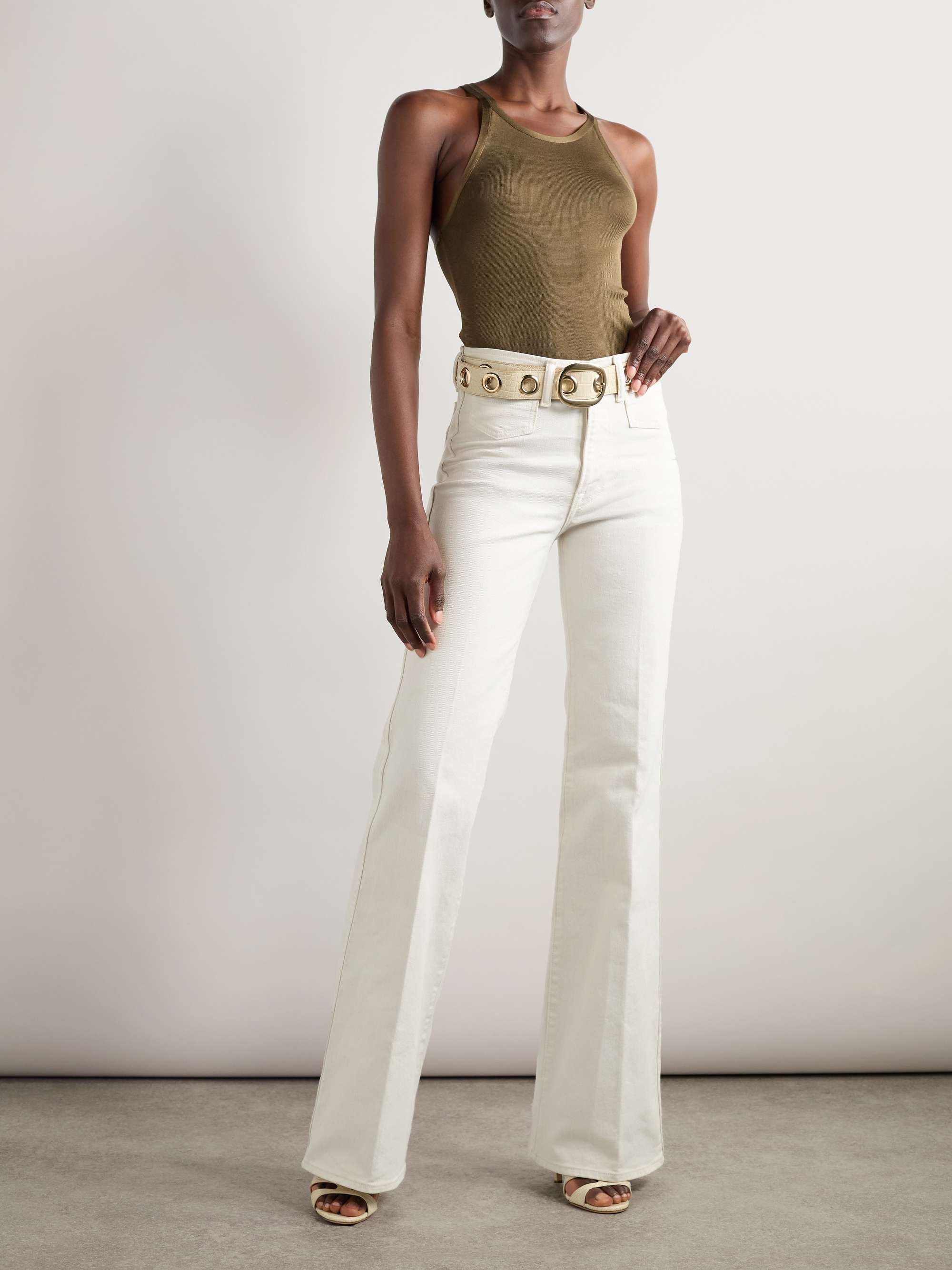 Mid-rise flared denim jeans view