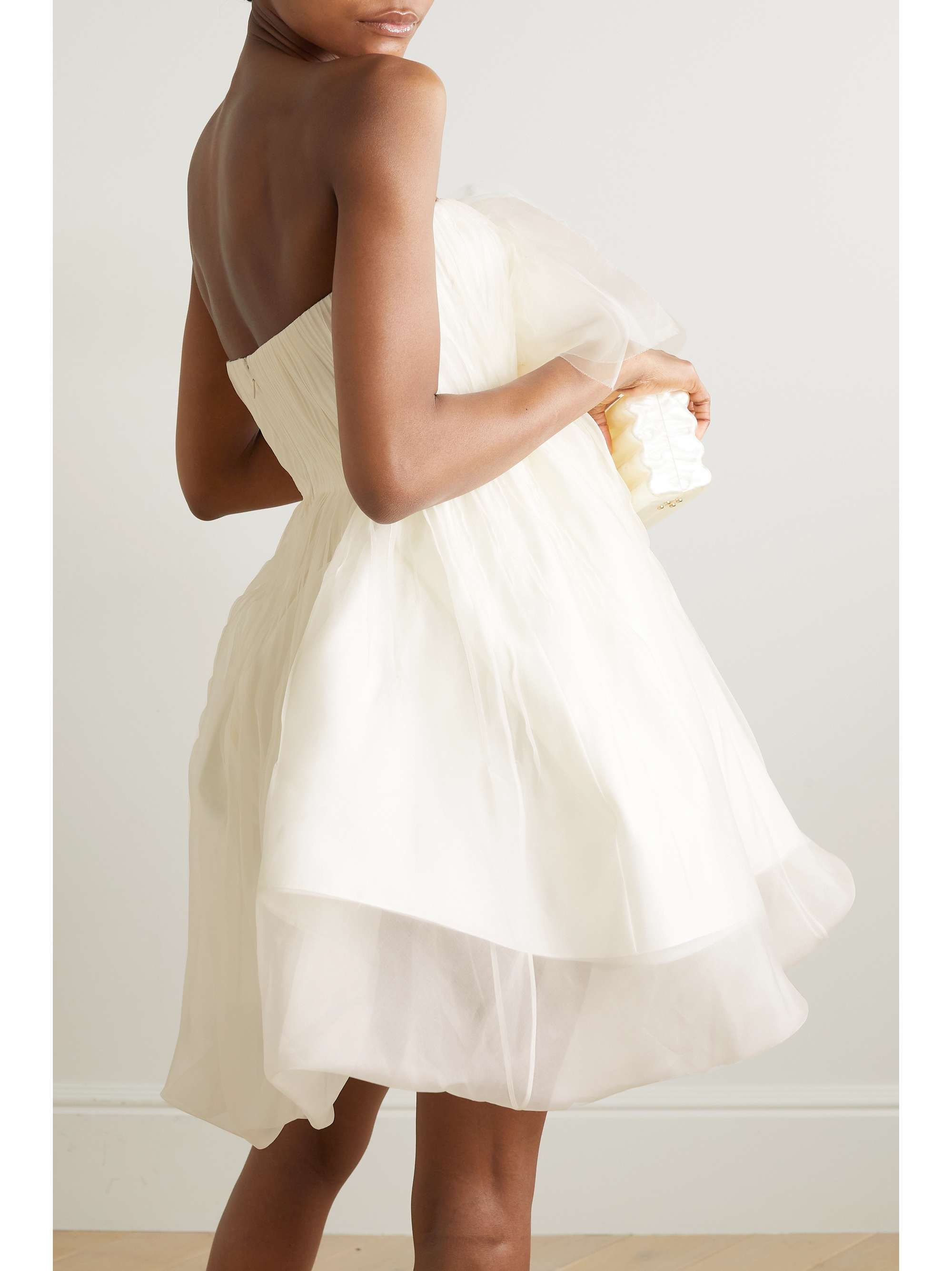 Lottie strapless appliquéd silk-organza mini dress view