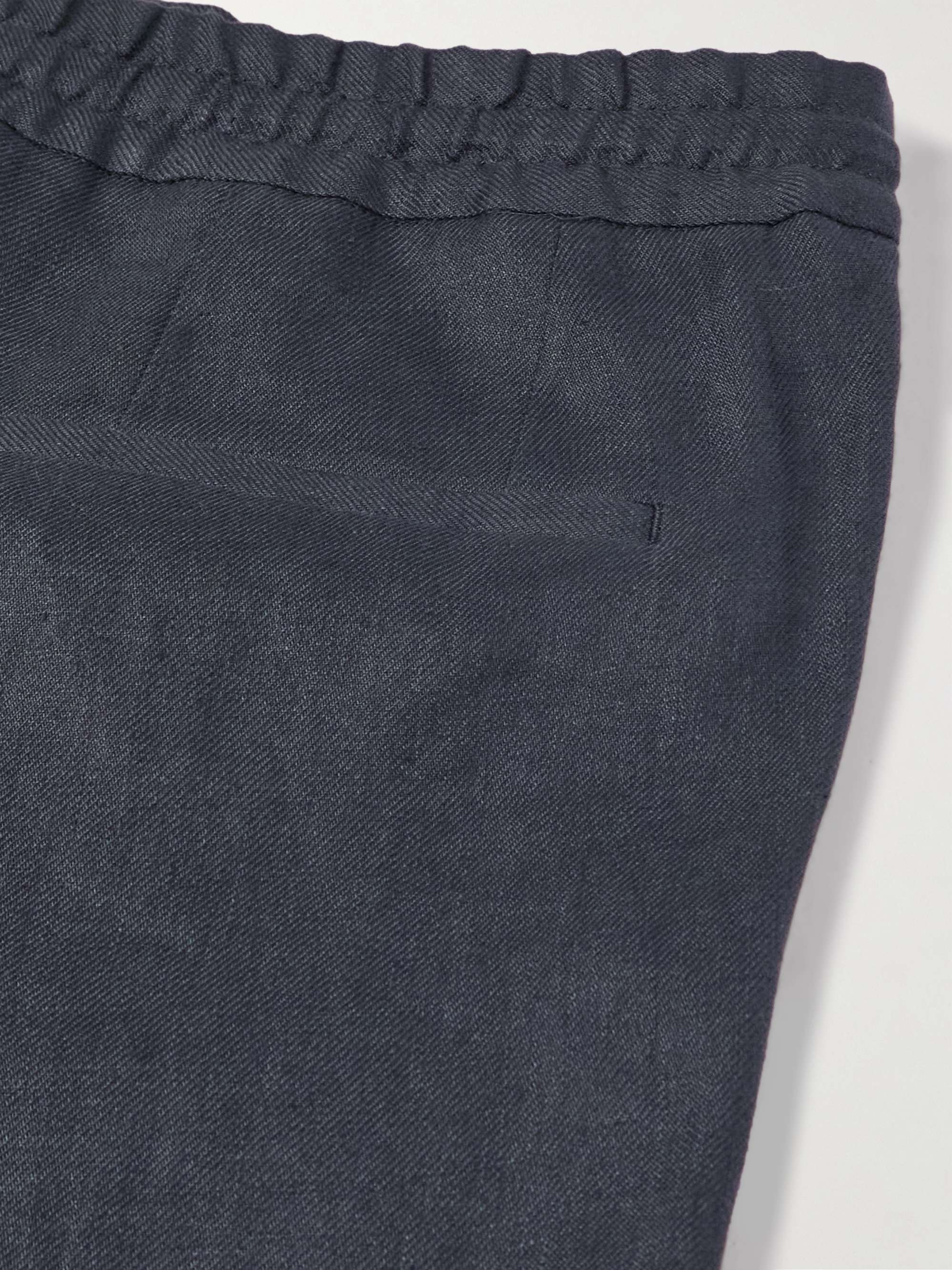 Miami Straight-Leg Pleated Linen-Twill Drawstring Trousers view