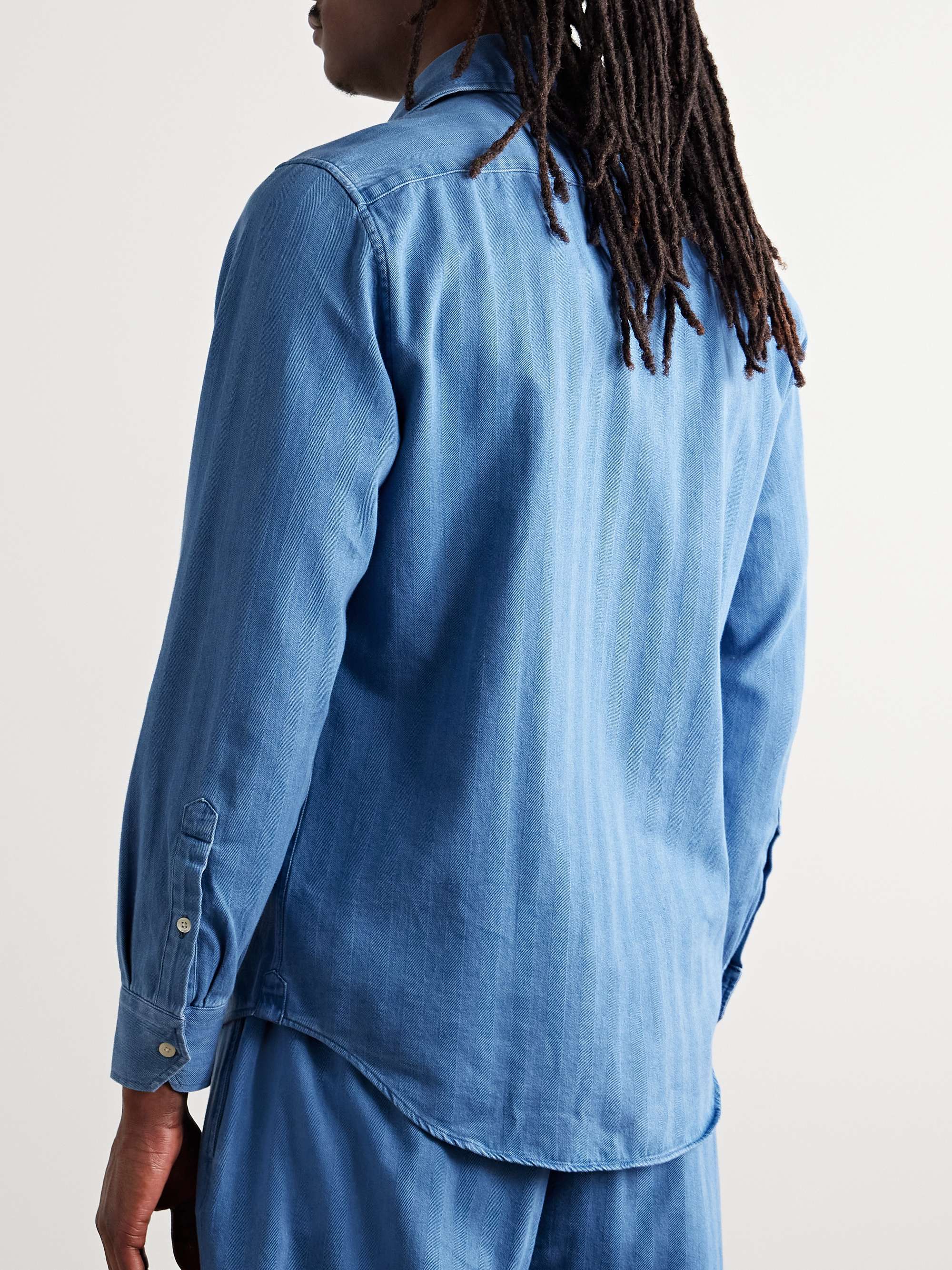 Emilio Herringbone Cotton-Twill Shirt view