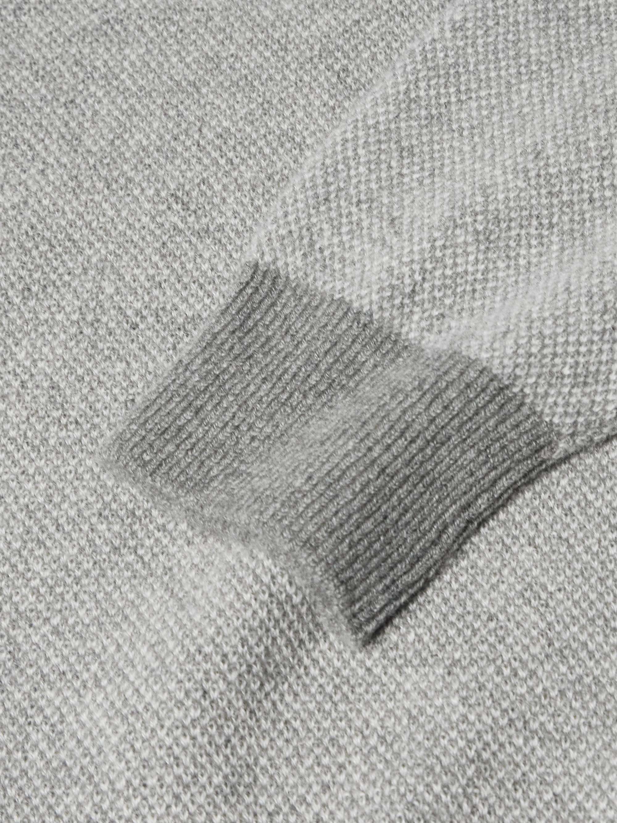 Slim-Fit Suede-Trimmed Cashmere Half-Zip Sweater view