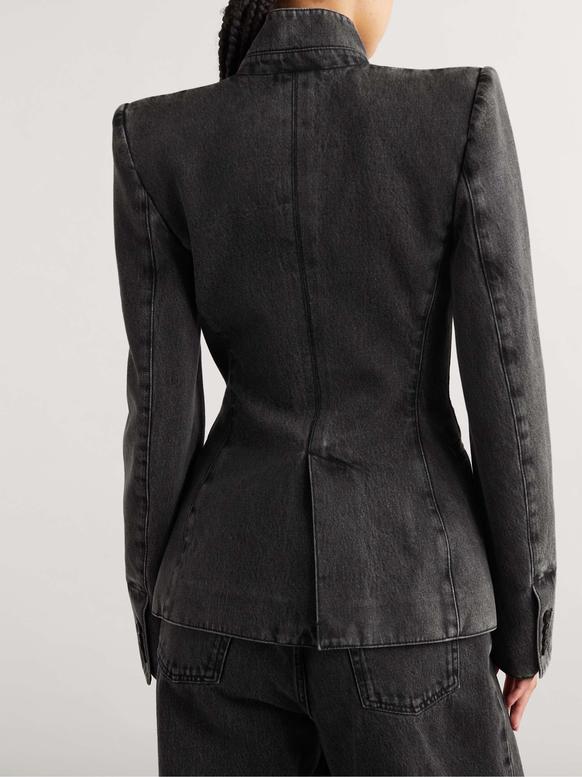 Asymmetric denim blazer view