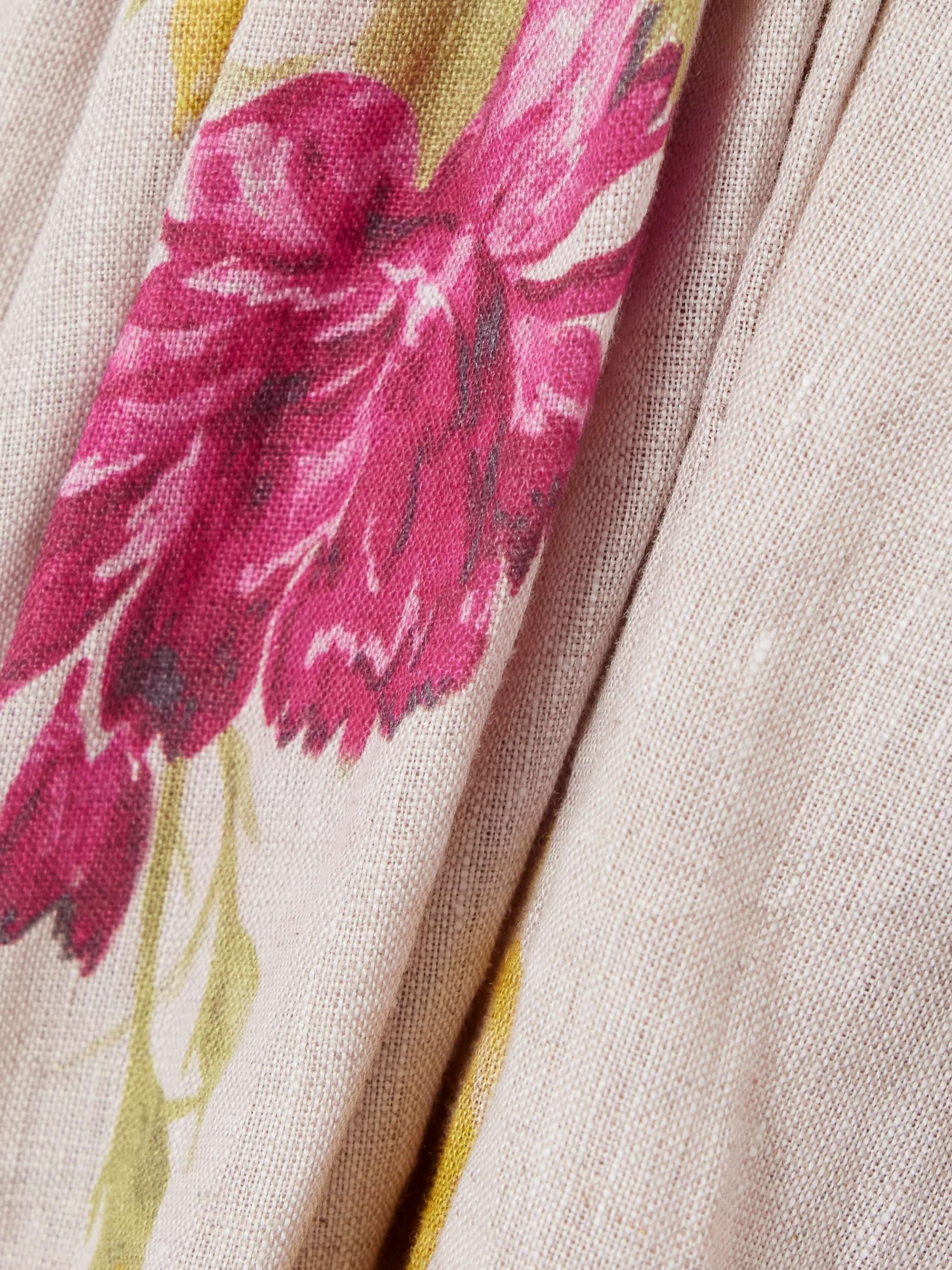 Floral-print linen midi dress view