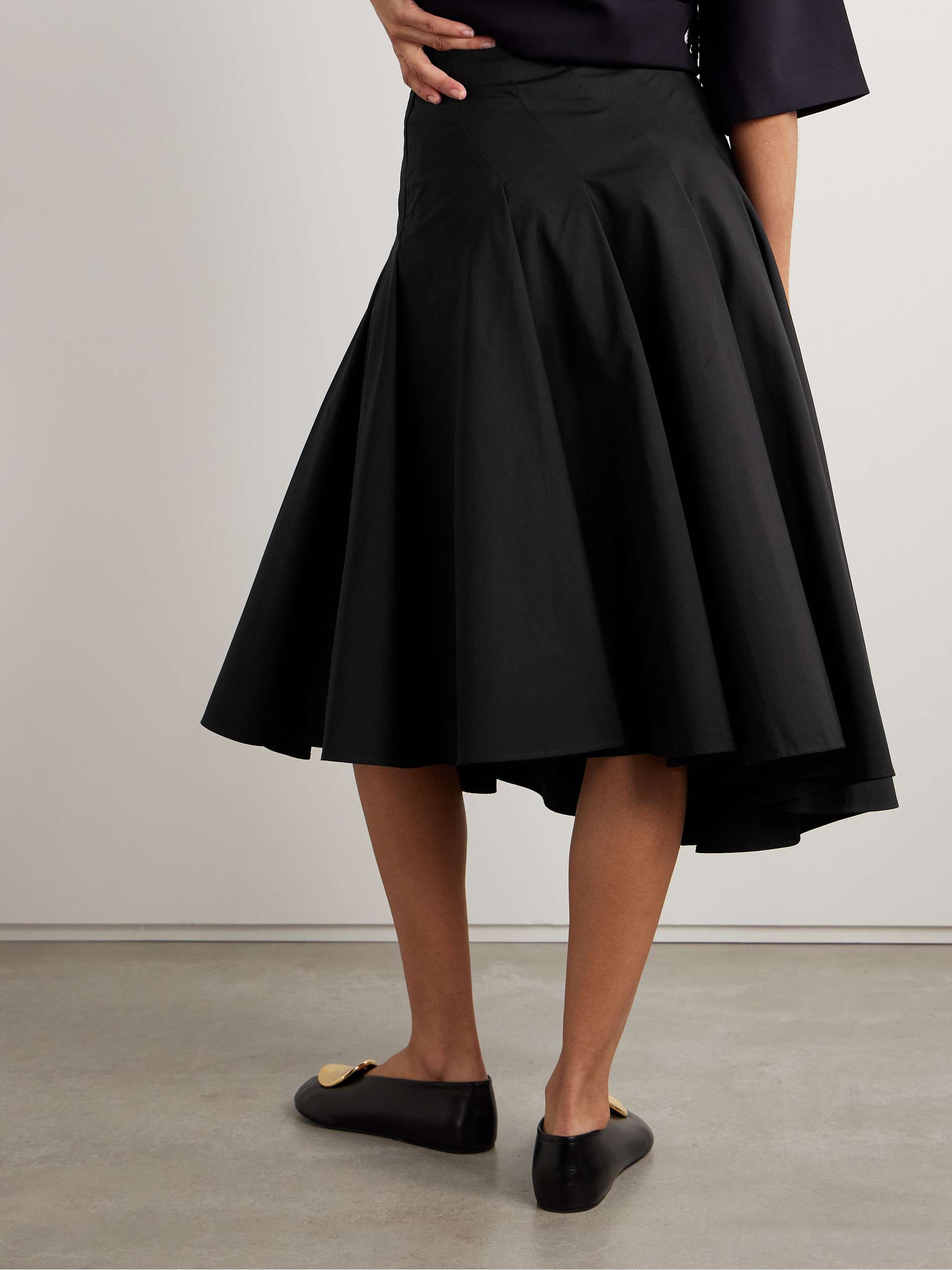 Rio asymmetric paneled cotton-poplin midi skirt view
