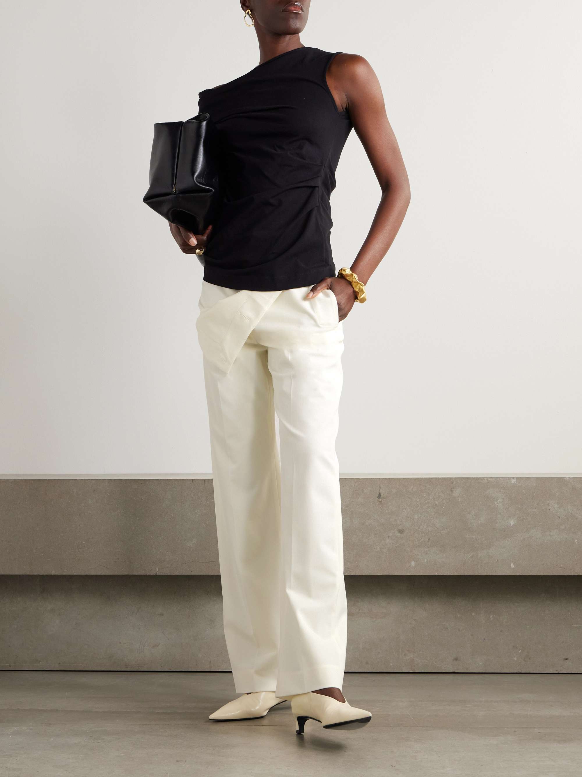 Oliver button-embellished wool-blend gabardine wide-leg pants view