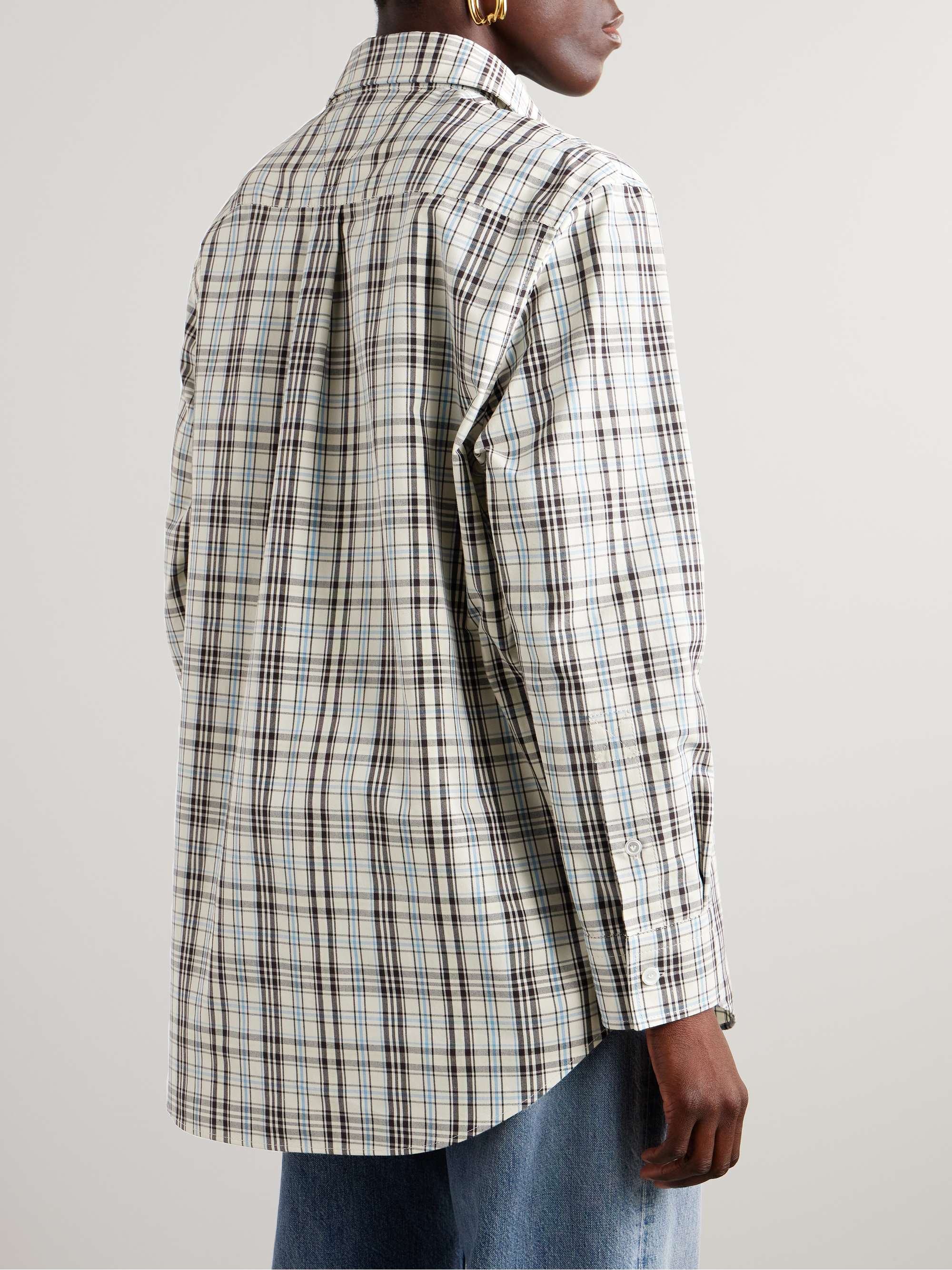 Oversized checked cotton shirt view