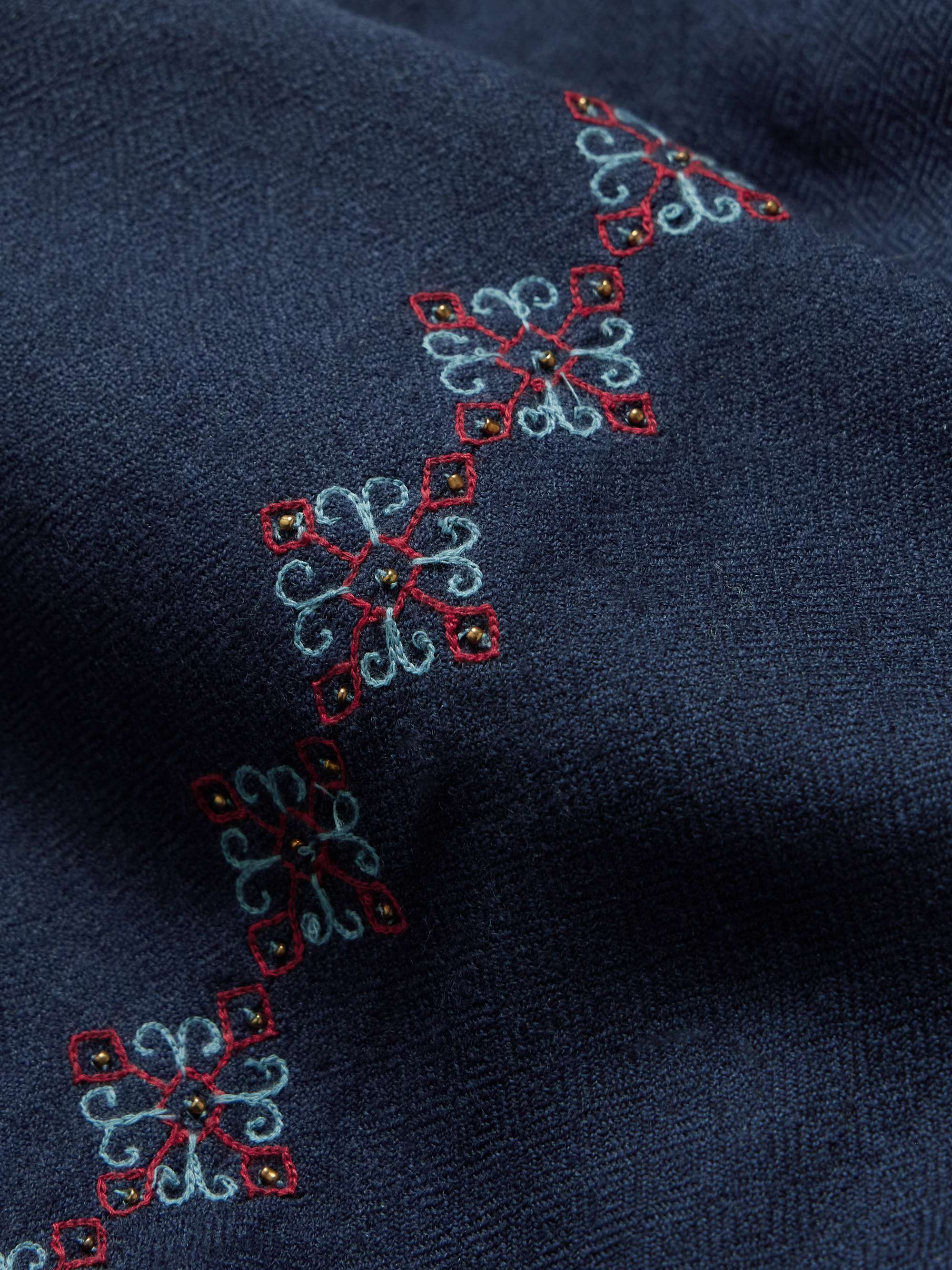 Pleated Embroidered Wool Straight-Leg Trousers view