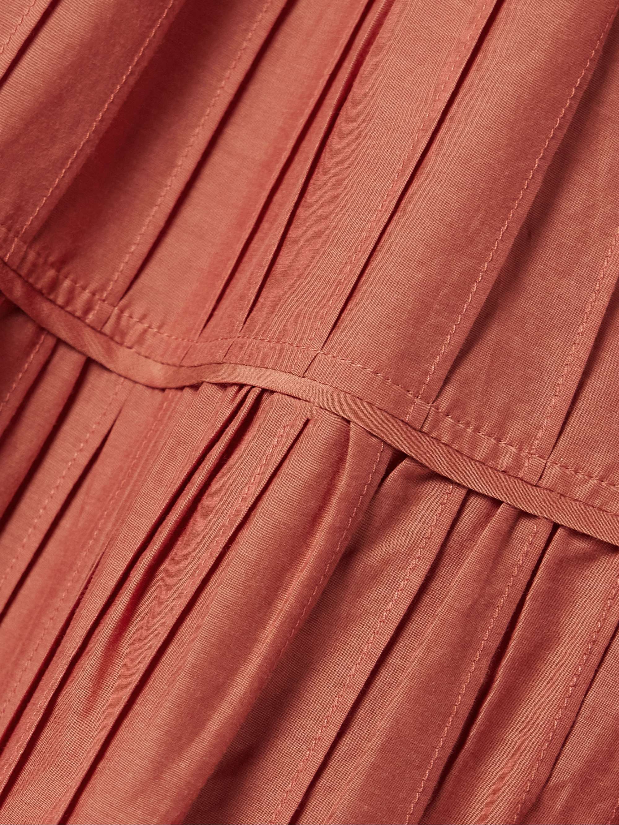 Tiered pintucked cotton and silk-blend midi skirt view